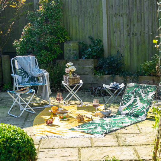 2pc Folding Beach Chair & Lounger Set - Banana Leaf