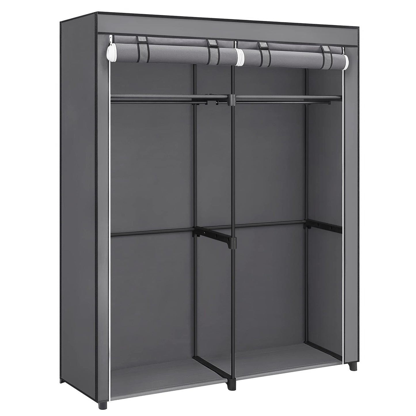 Songmics RYG02GY Wardrobe with 2 Clothes Rails, Clothes Storage, Fabric Wardrobe, Clothes Rack, Folding, for Dressing Room, Bedroom 43 x 140 x 174 cm,