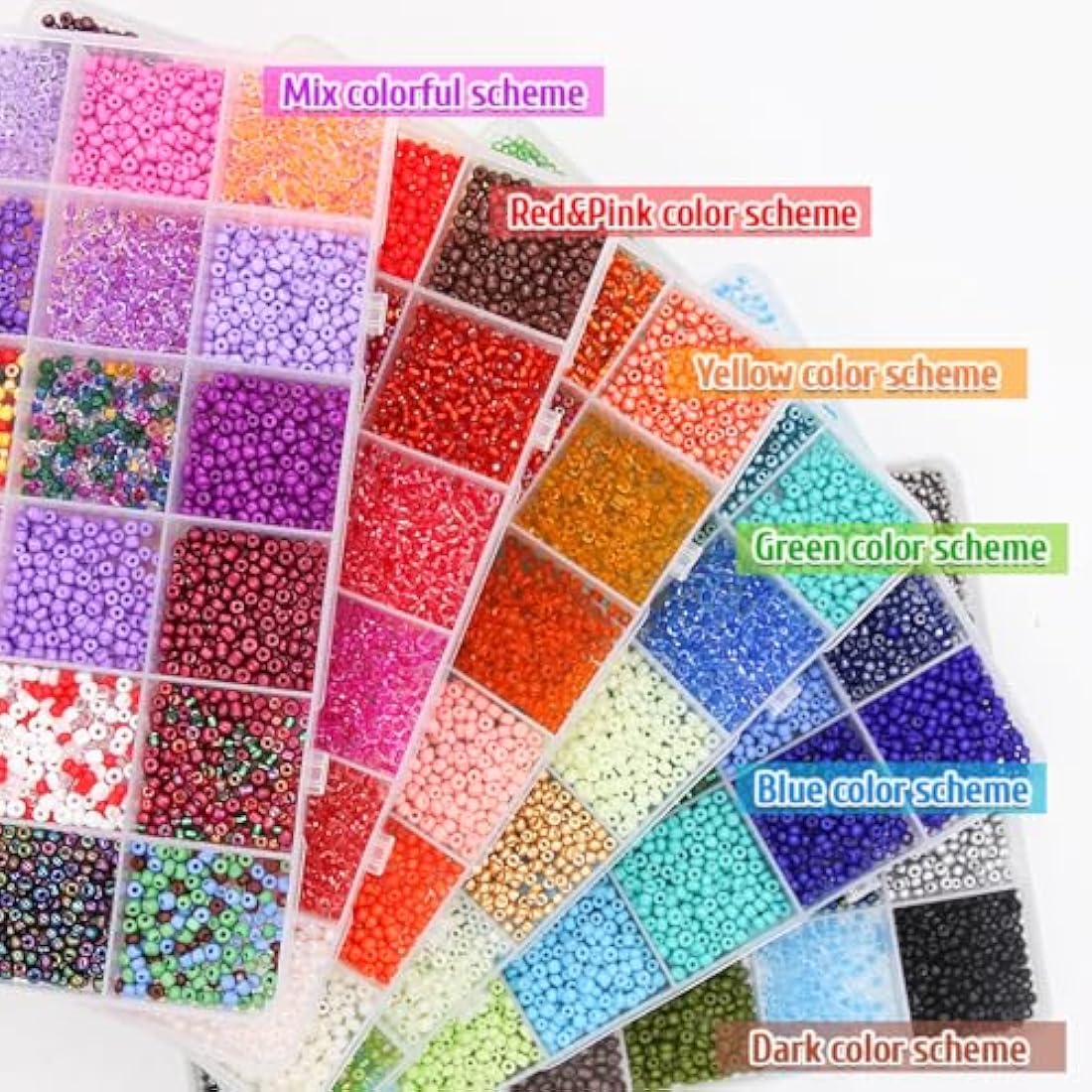 EuTengHao 3mm Glass Seed Beads for Bracelet Making Kit, 8/0 Small Craft Beads for Bracelet Necklaces Crafting Jewelry Making Supplies (36000Pcs,144 Colors)