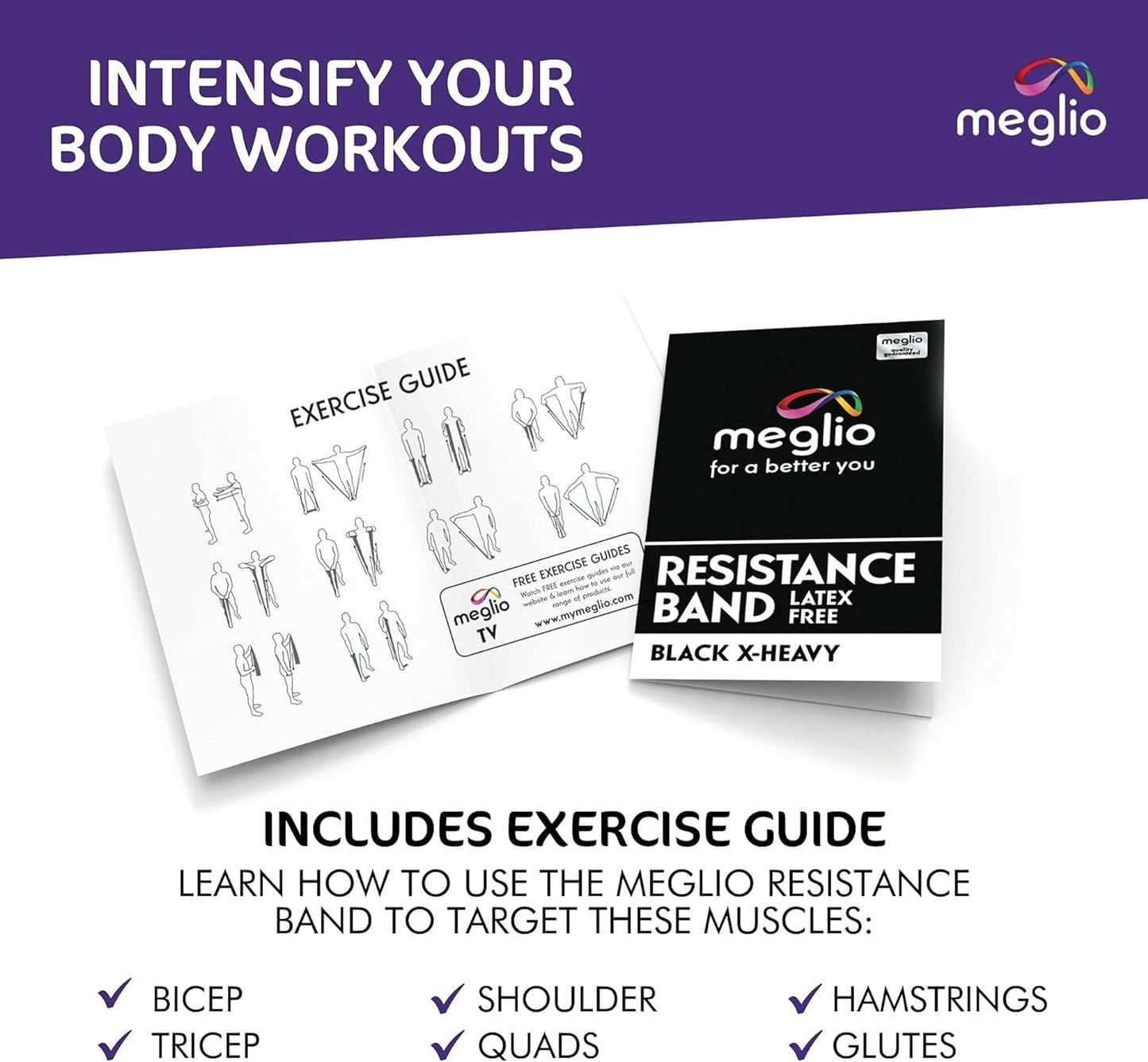 Meglio Resistance Bands Roll - Latex Free Exercise Bands for Building Strength, Pilates Band for Fitness, Flexibility, Physiotherapy, Stretching &