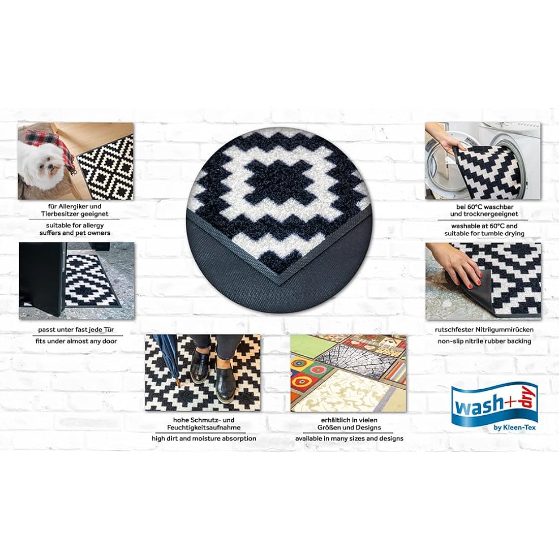 Wash+Dry 030812 Door Mat 50 x 75 cm with Three Cats Motif