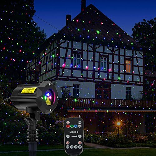 Poeland Garden Lights Star Christmas Projector Moving Firefly Lighting LEDs Color Blue Green Red