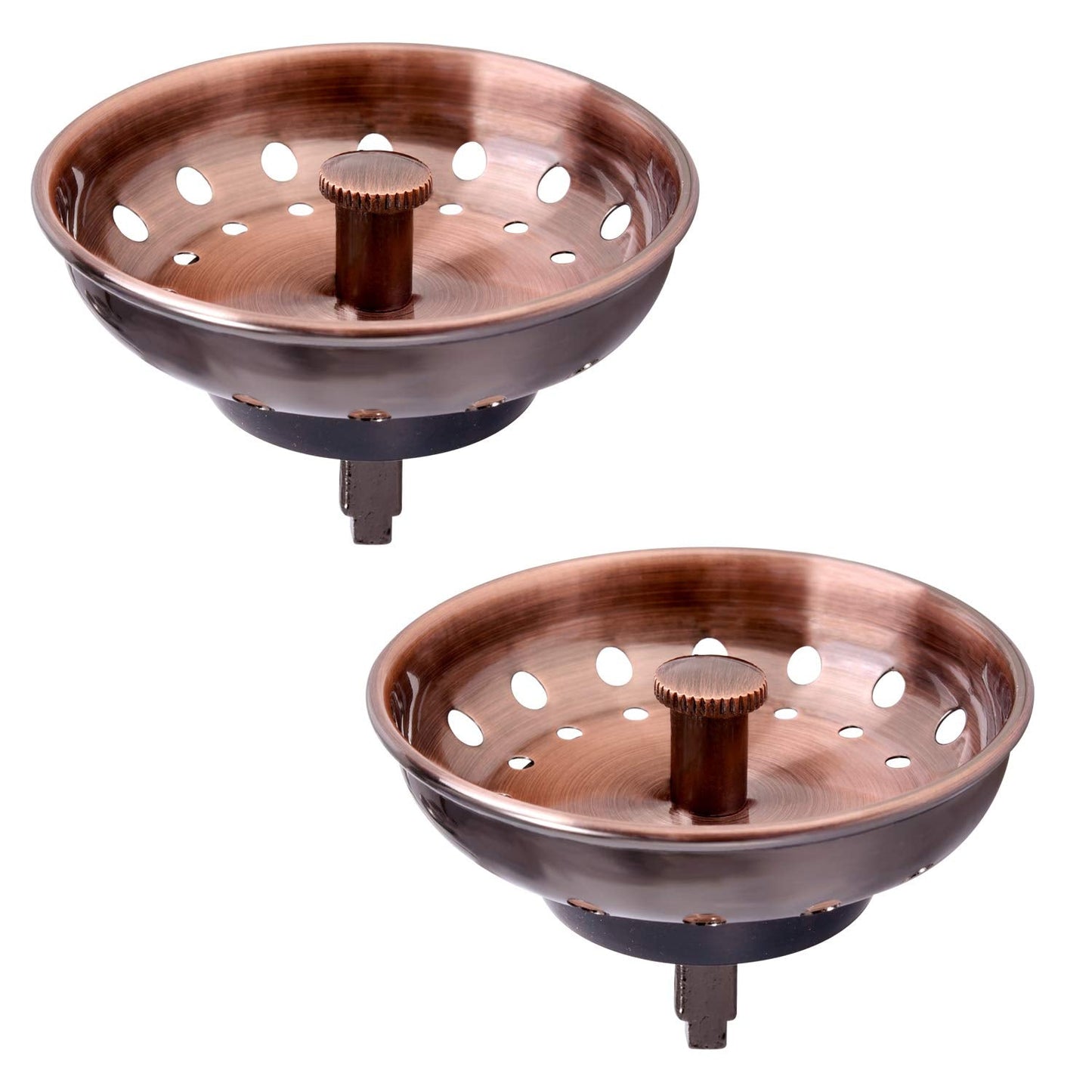 KONE Copper Kitchen Sink Strainer Basket, 2 Pcs Stainless Steel Antique Copper Sink Drain Strainer and Sink Stopper for Standard 3-1/2 inch Sink