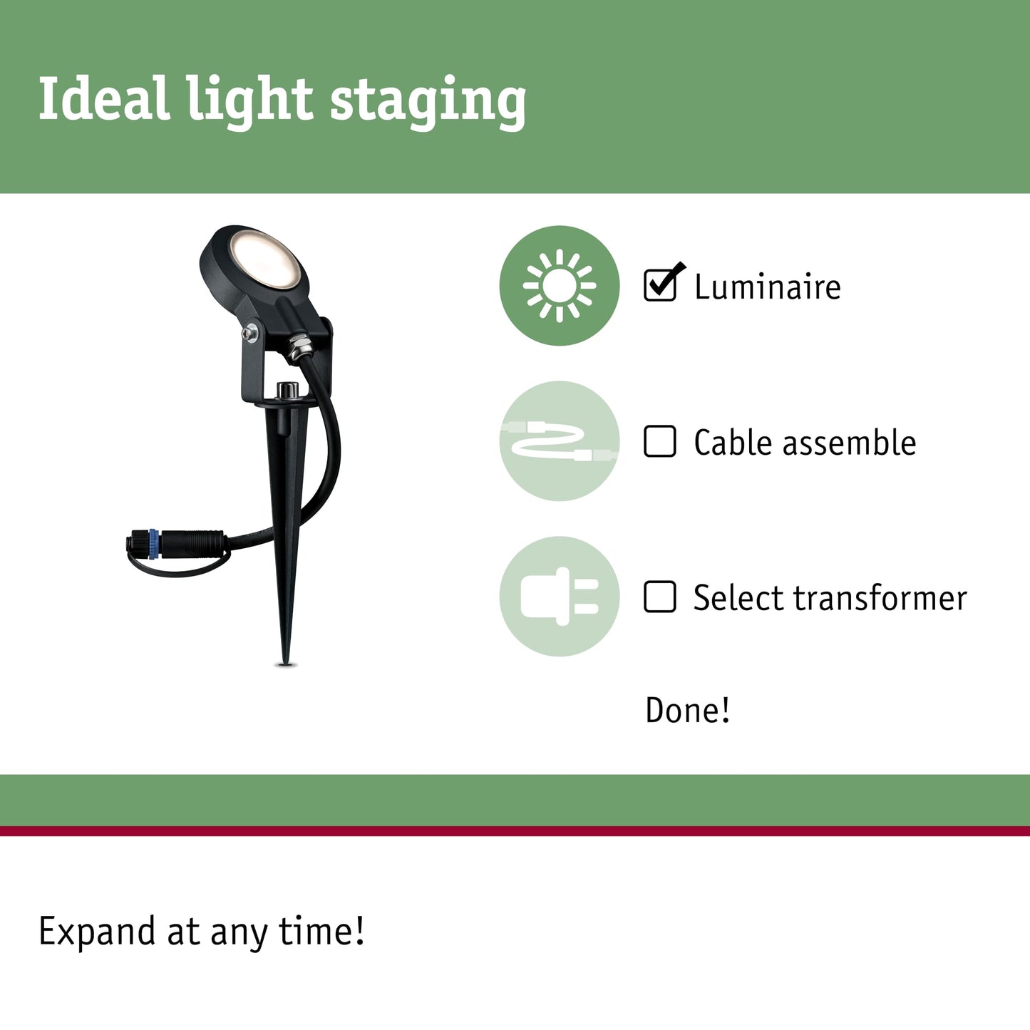 Outd Plug & Shine Spotlight Sting IP67 520lm 3000K 6W 24V Anthracite alu