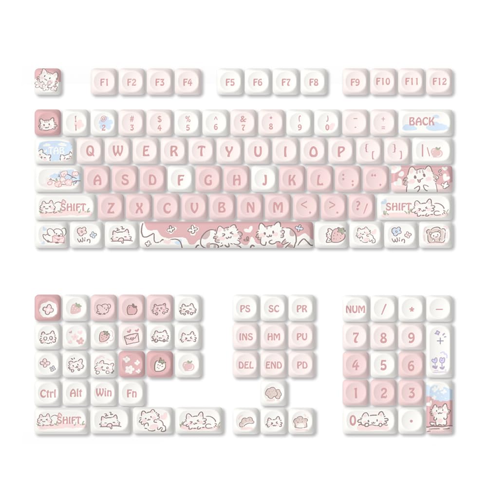 Tiardey Keycaps PBT Keycap Set Sublimated Purple Rabbit Keycaps For Mechanical Gaming Keyboard 132 Keys