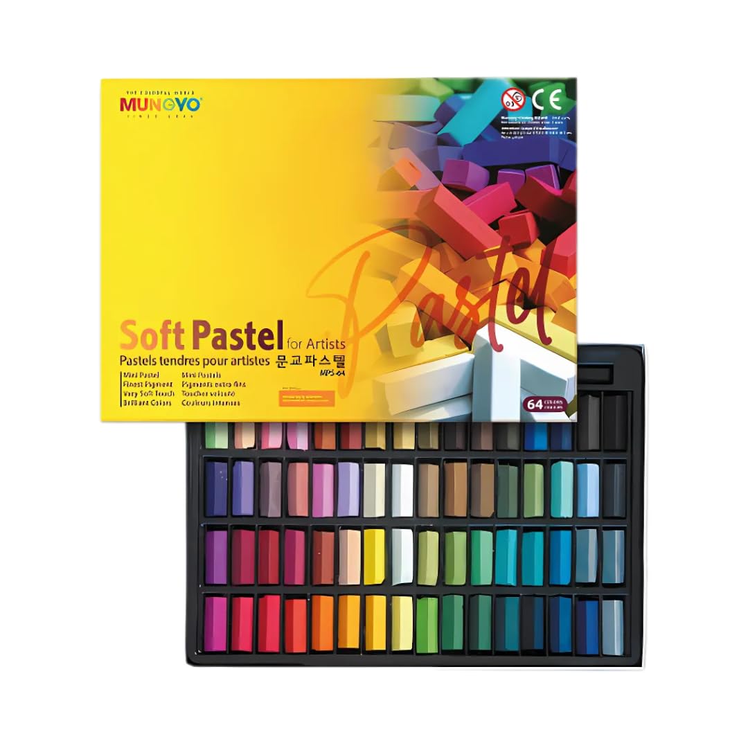 Mungyo Non Toxic Square Chalk Soft Pastel, Pack of 64, Assorted Colours (B441R078-7003A)