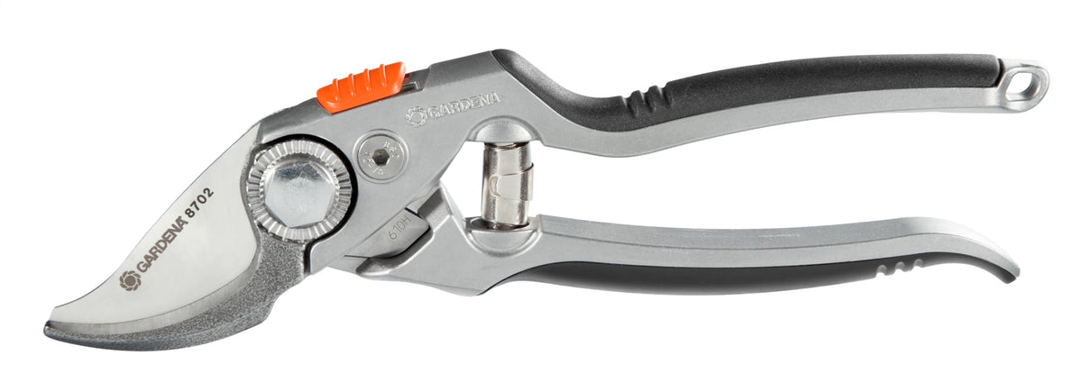 Gardena Premium Secateurs B+/L: Premium Bypass Branch Pruner for Thick Branches and Twigs, Robust Aluminium Grips, Replaceable Blade, Maximum Cutting