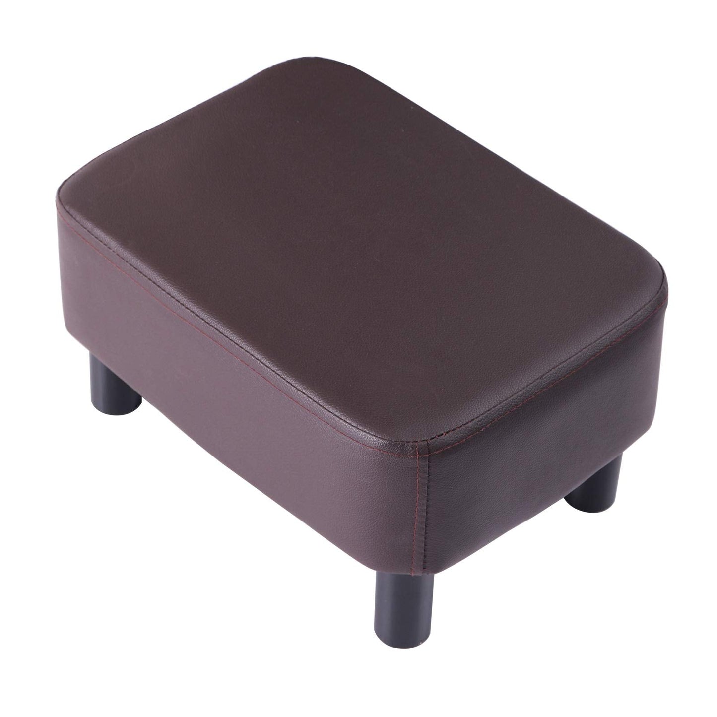 YMYNY 42CM Footstool, Small Foot Stool with Stable Wooden Legs, Modern PU Leather Footrest, Change Shoes Stool for Living Room