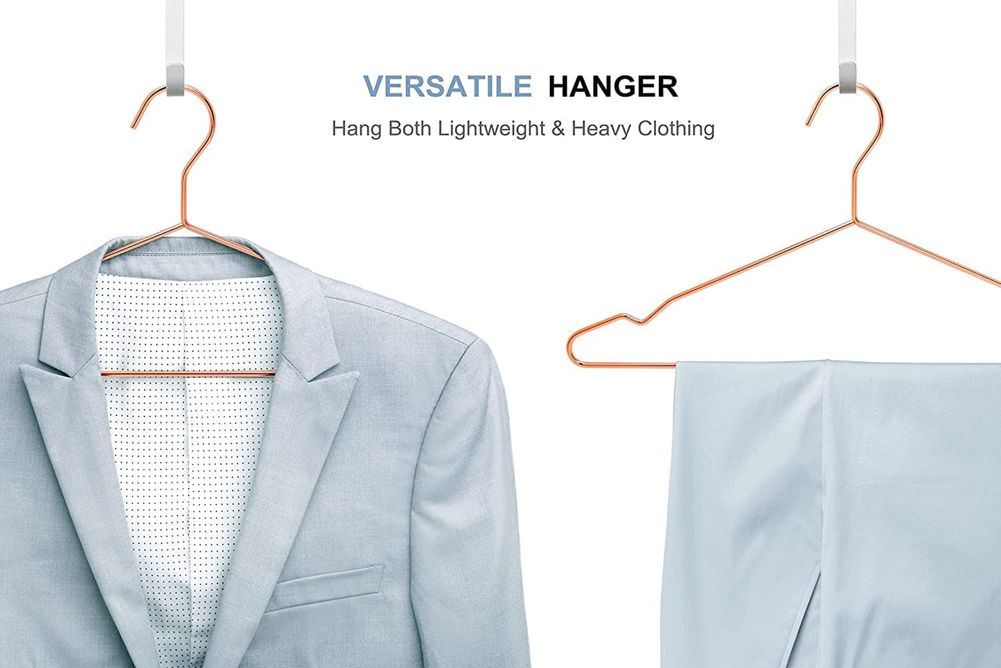 Amber Home 10pcs Shiny Metal Coat Hangers, Iron Shirt Hangers, Copper