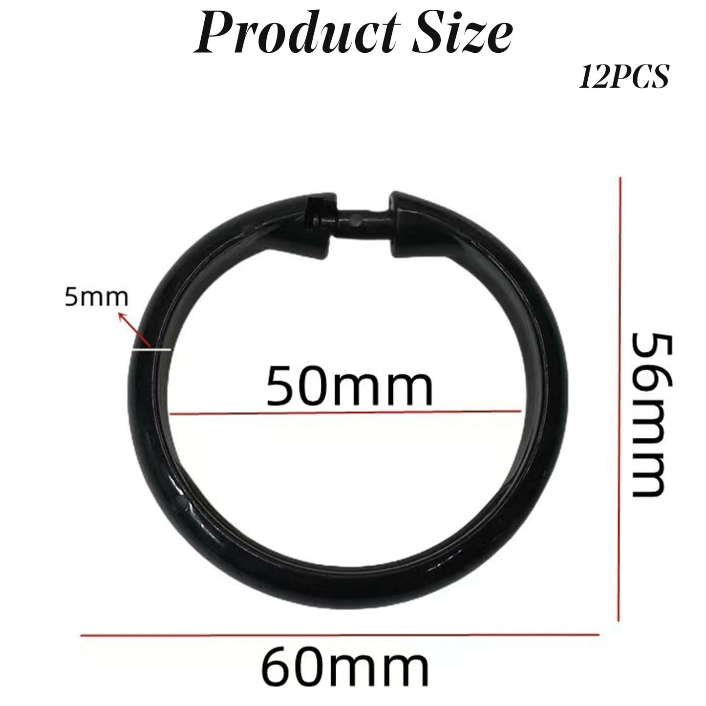 FYHJNC 12 Pack White Plastic Shower Curtain Rings, Easy Snap Closure O-Shaped Curtain Hooks