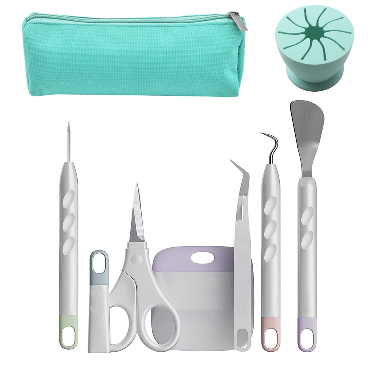 Vinyl Weeding Tools 8 Pcs Basic Craft Weeder Tool Set with Scrap Collector and Storage Bag Cardstock Crafting Tools Kit for Weeding, Silhouette,HTV,