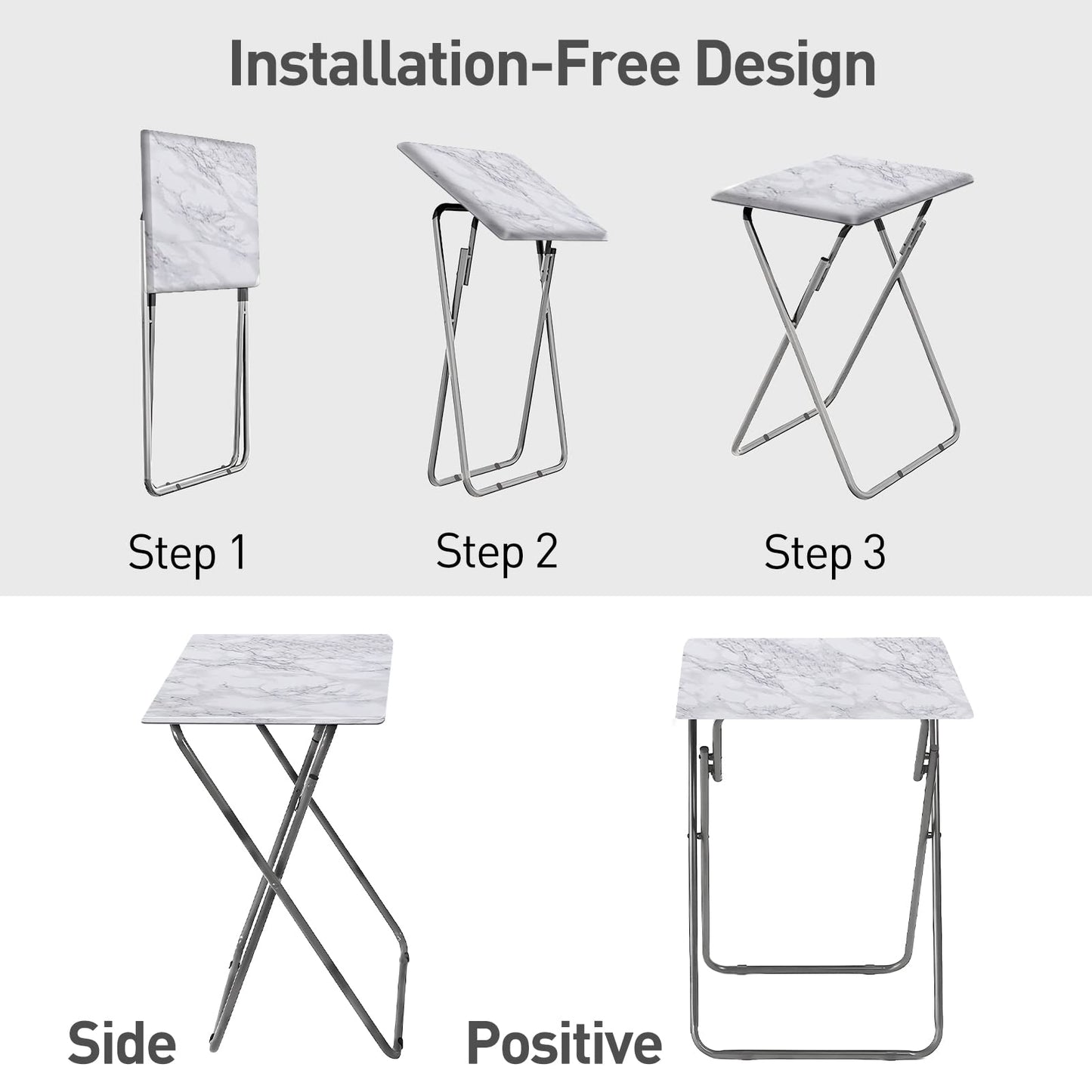Small Folding Table, Folding Coffee Tables, Side Table 2 Set, TV Tray Table