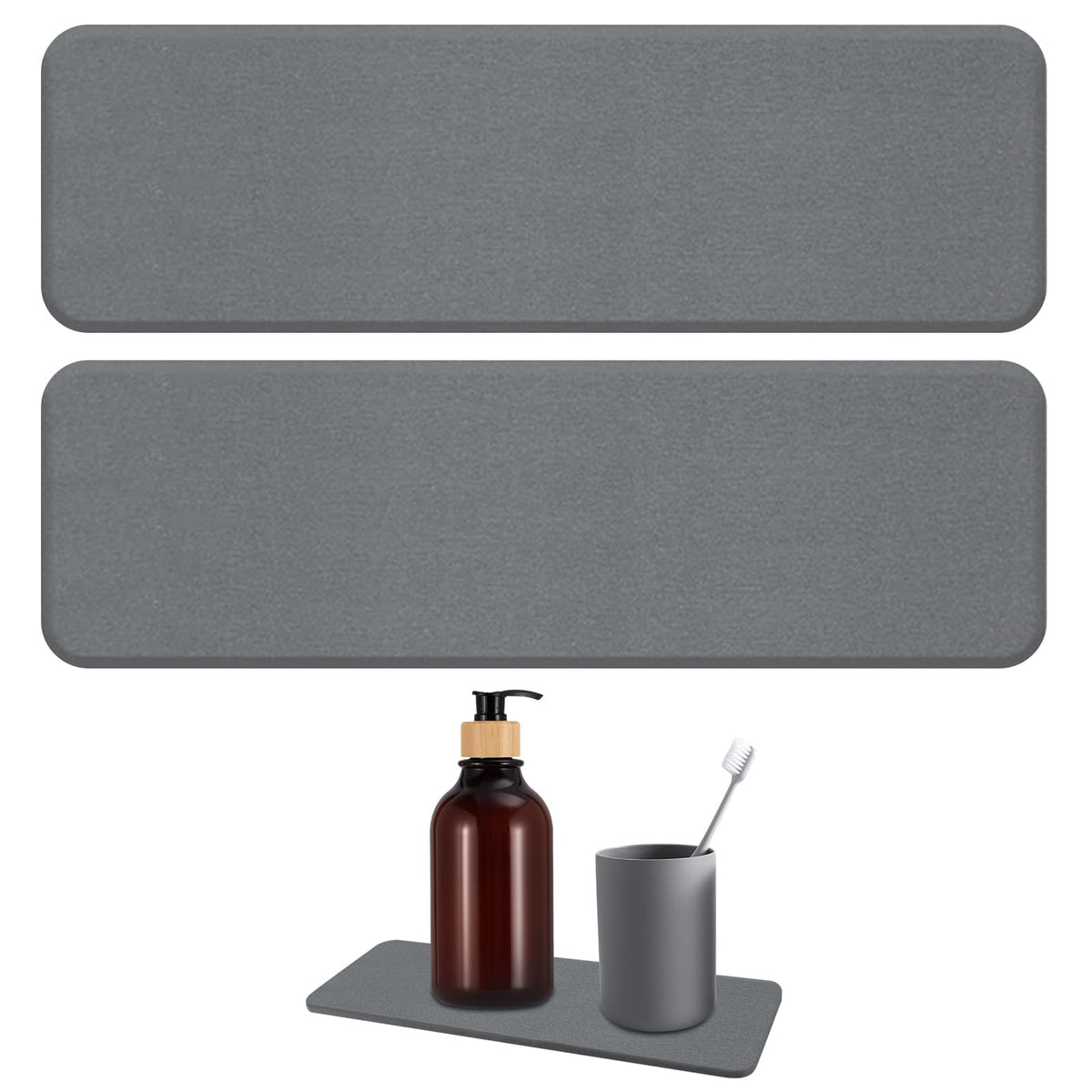 Azushwer 2pcs Stone Drying Mat, Water Absorbent Stone for Sink, Fast Drying Diatomite Soap Dish Mat, Stone Soap Dish for Modern Home Bathroom