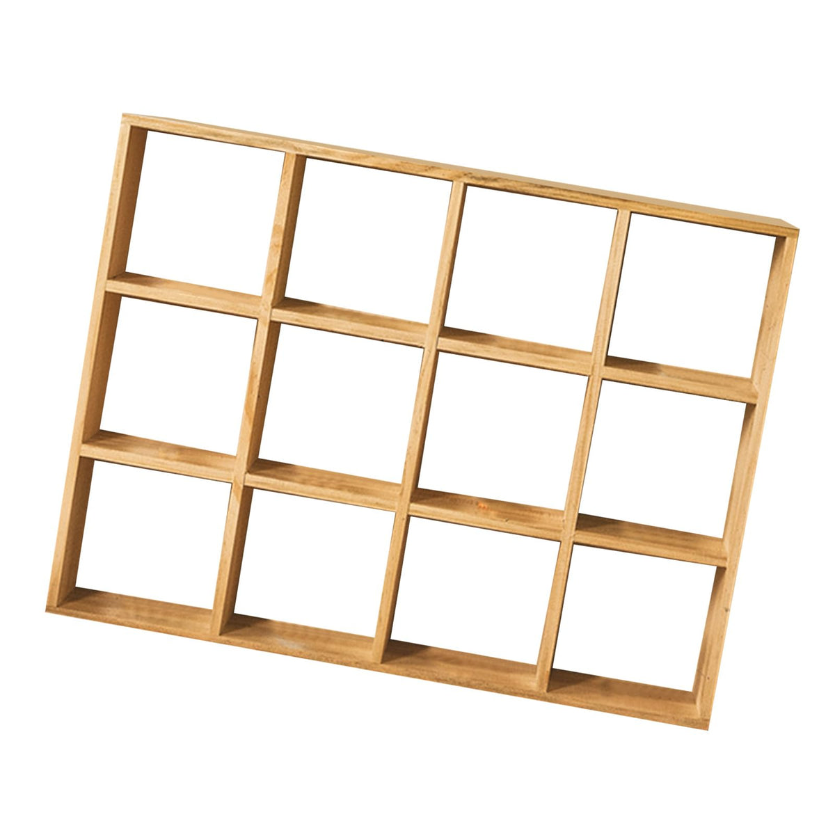 Wood Shadow Box Shelf, 12 Grids Large Space Retro Action Figure Wooden Display Shelf Multipurpose Hand Polished for Study (Without Back Plate)