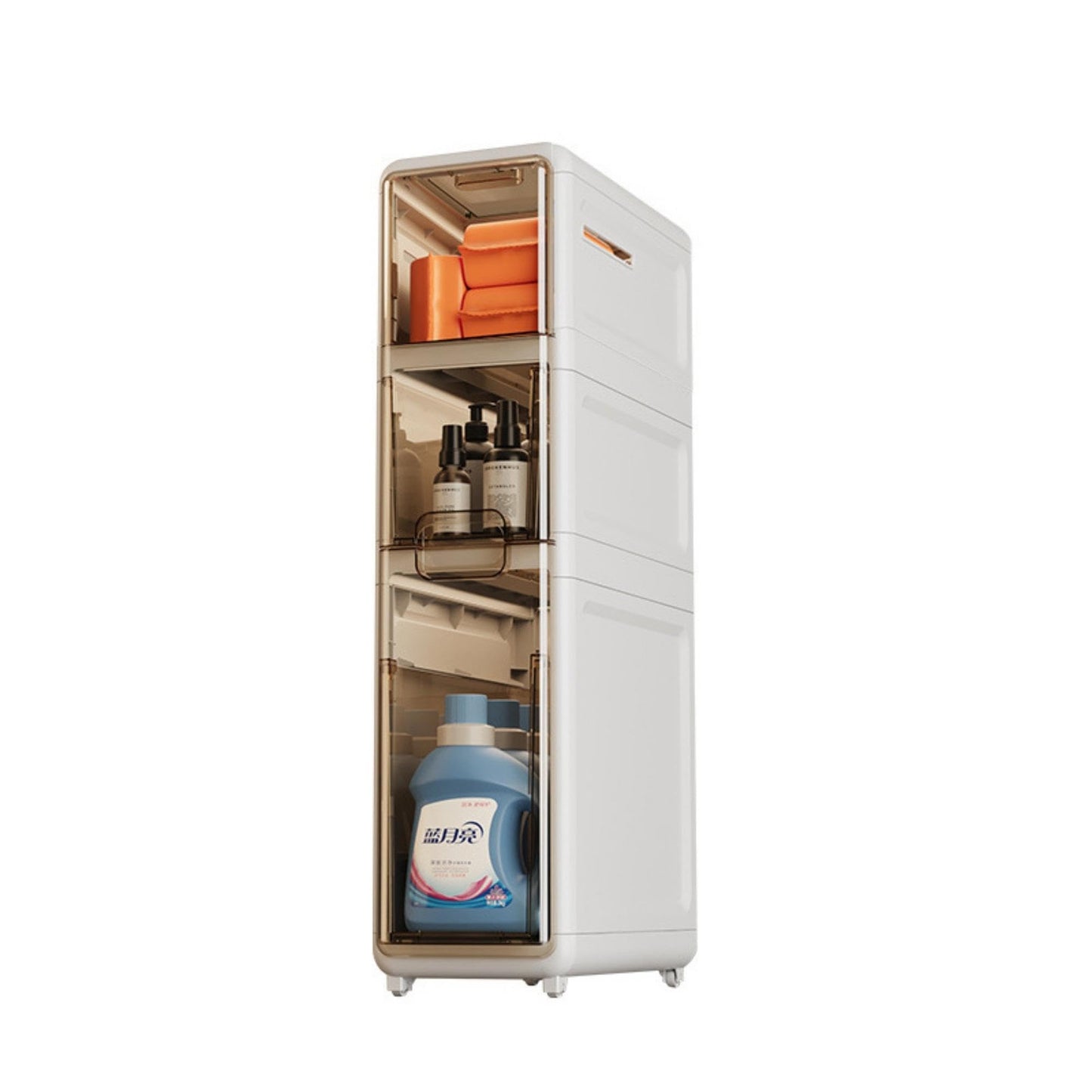 MAGIC SELECT Narrow Bathroom Organizer. Auxiliary Storage Furniture with Wheels for Narrow Places. Compact 3-Drawer Side Cabinet for Toilet Paper