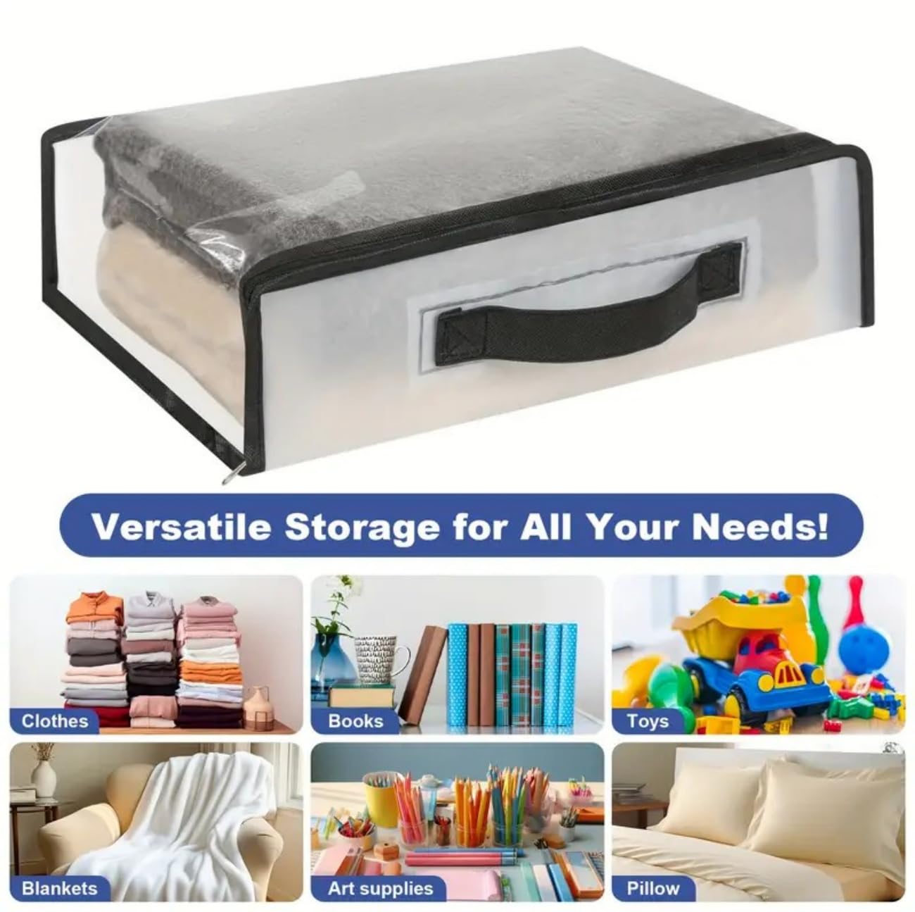 MANTTH Clear Sheet Storage Bags with Zipper 6 Pack, Plastic Sweater Storage Bins for Clothing