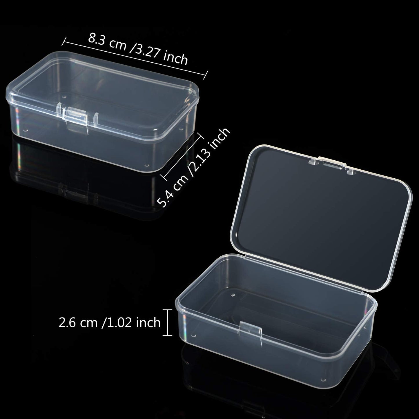 Jetec 6 Pieces Small Clear Plastic Storage Box,3.3 X 2.1 X 1 Inch