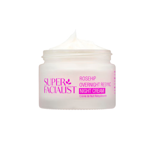 Super Facialist Rosehip Overnight Resync Night Cream - SleepSmart Complex, Moisturiser to Replenish & Rejuvenate Skin with Rosehip Oil, Shea Butter,