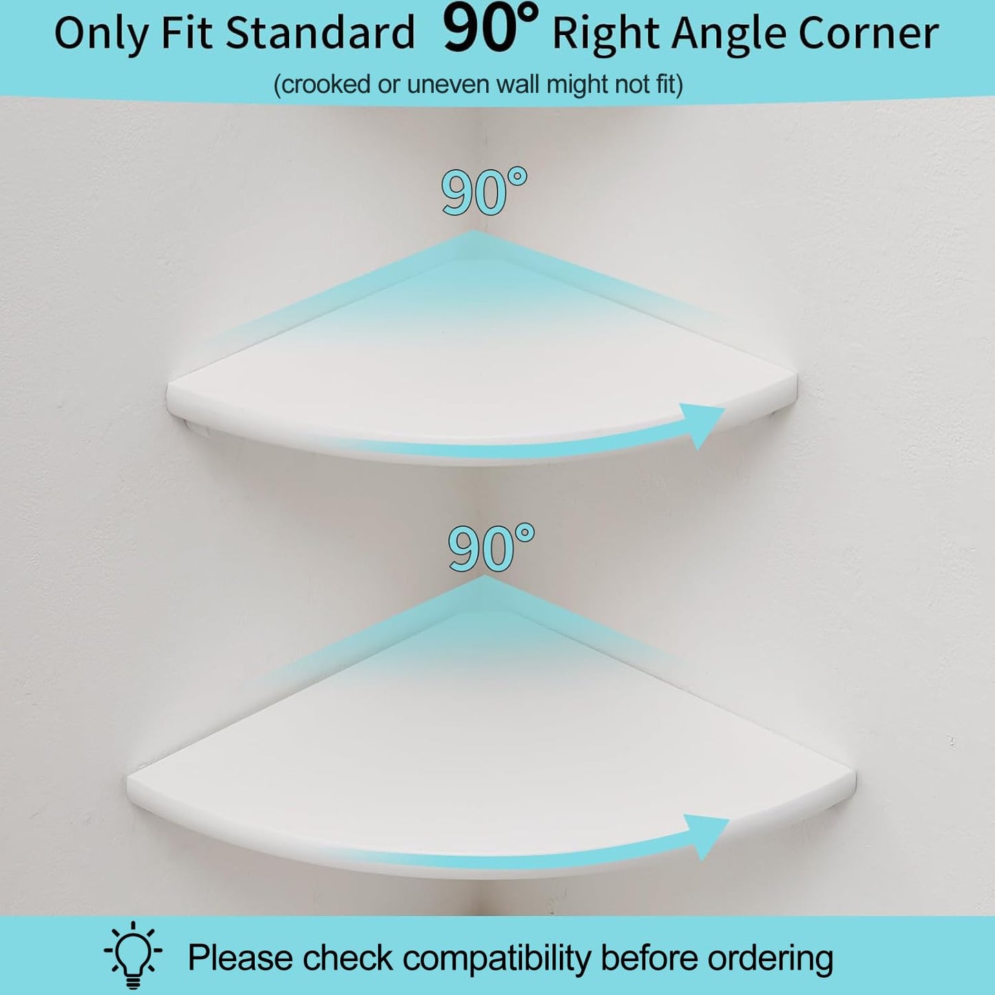 Gieanoo White Corner Shelves Wall Mount, Set of 3 White Oak Wood Floating Corner Wall Shelves Small Corner Plant Stand for Bedroom,Kitchen
