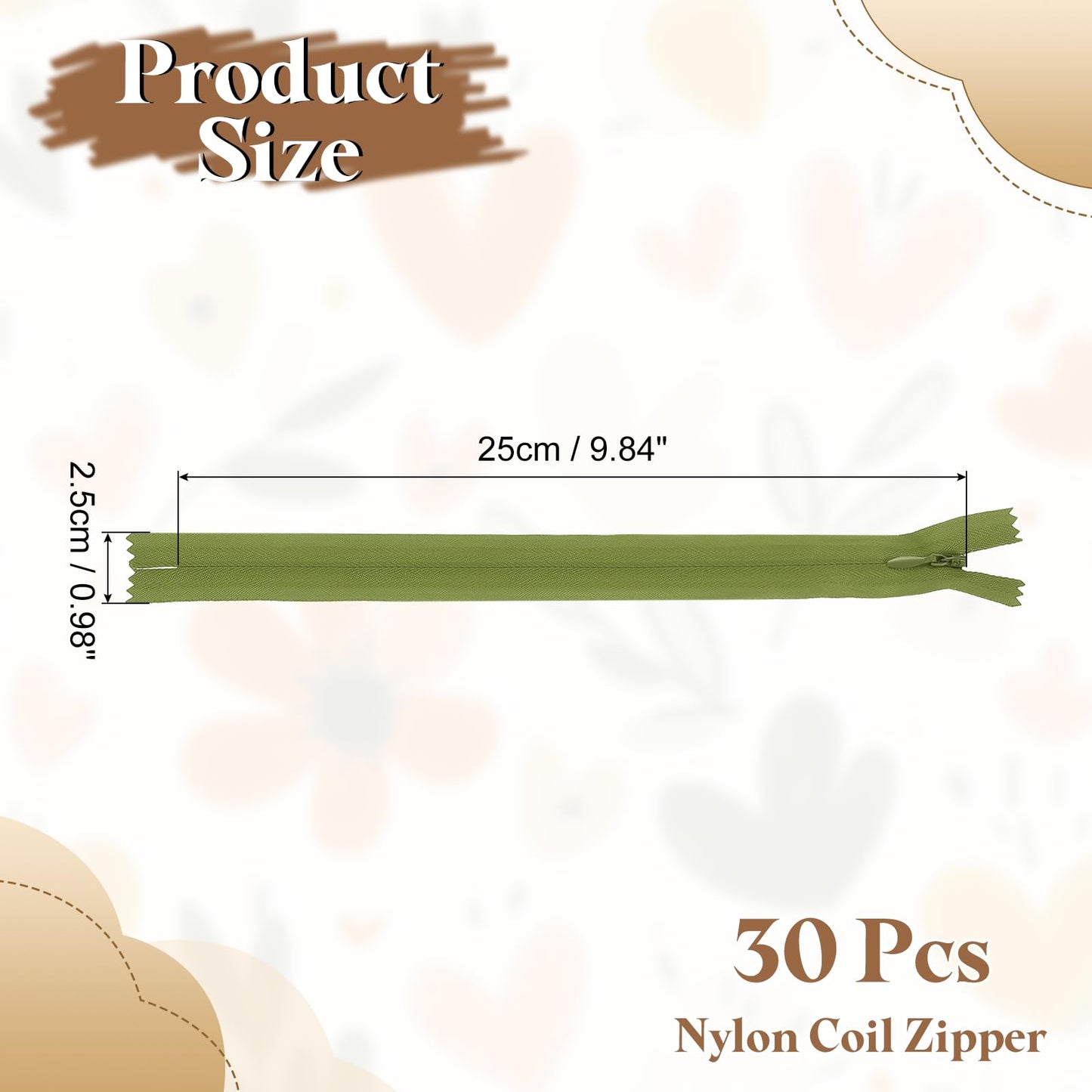 sourcing map 30Pcs 25cm/10-Inch Nylon Coil Zippers, #3 Closed End Separating Jacket Zippers Bulk Frame Replacement for Tailor Sewing Bag Craft