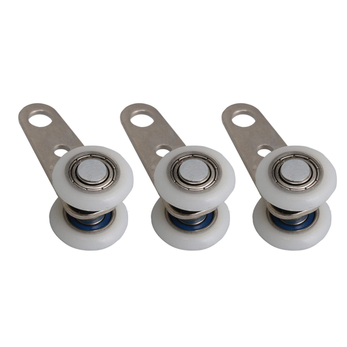 BQLZR 1.77x0.74inch Metal Bearing Pulley Block with Two Plastic Wheel for Sliding Door Window Cabinet