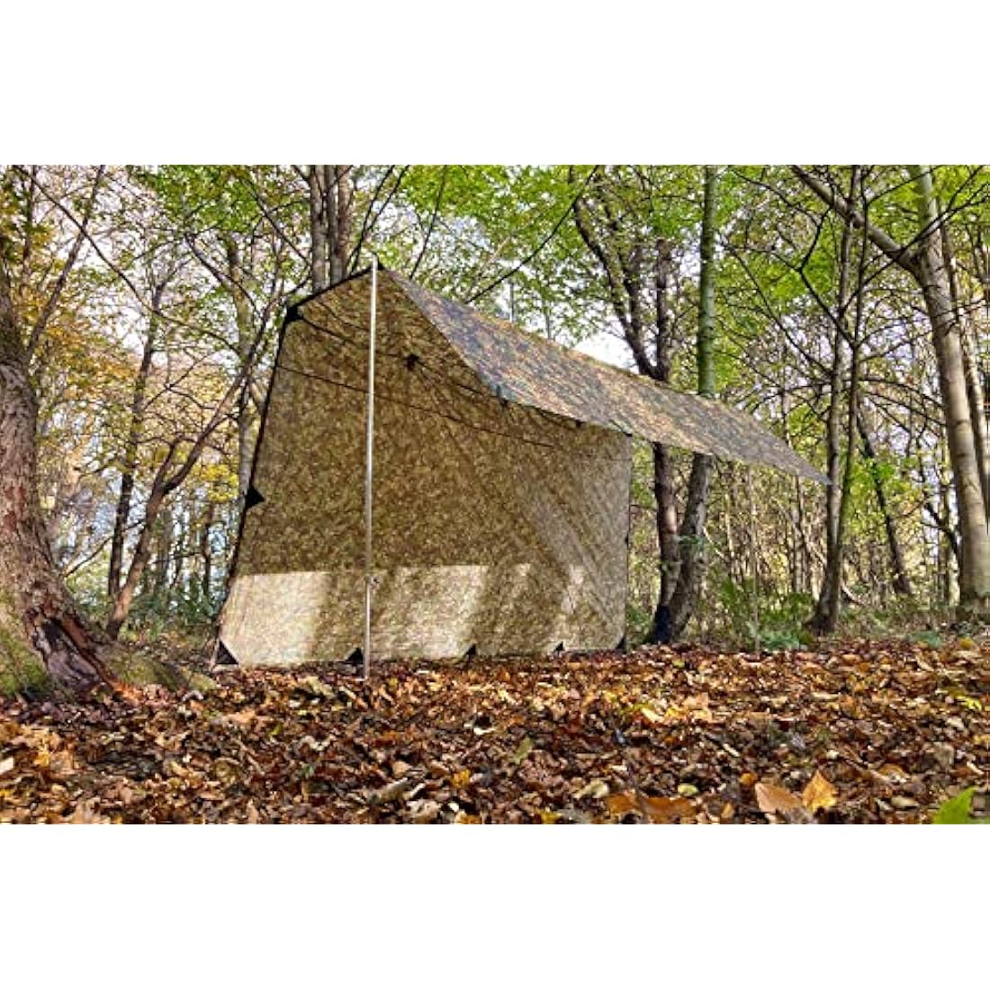DD Hammocks - DD Tarp 3.5 x 3.5 MC - Waterproof Camouflage Camping Tarp For Lightweight Hammock Camping And Bushcraft Shelters