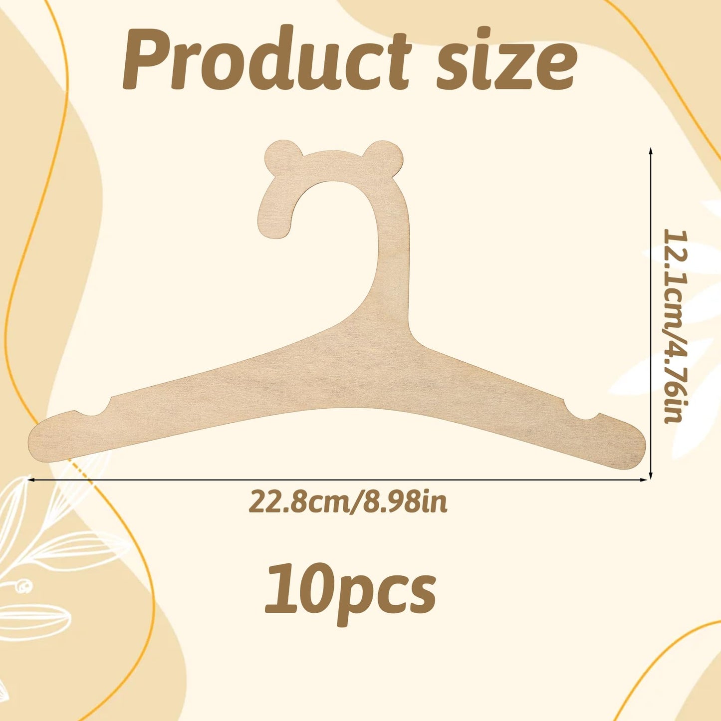 JJUNW 10Pcs Baby Clothes Hangers, Wooden Baby Hangers, Cute Bear Ears Babys Coat Hanger with Closet Organizer
