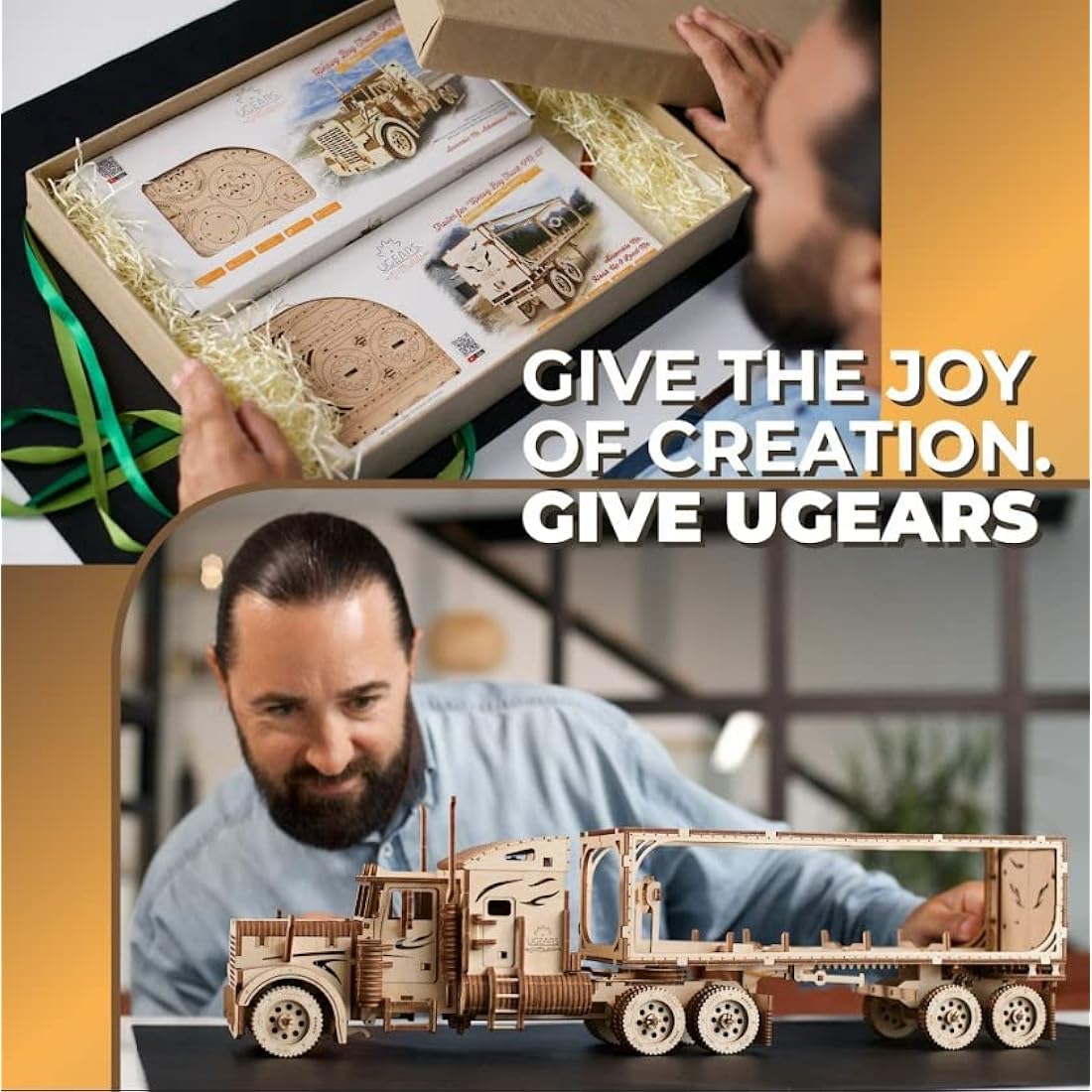 UGEARS Trailer for Heavy Boy Truck VM-03 - Wooden Model Kits for Adults to Build - Mechanical Cargo Trailer with 8 Wheels Car Model Building Kits 3D Wooden Puzzles for Adults for Fathers Day - 138 Pcs