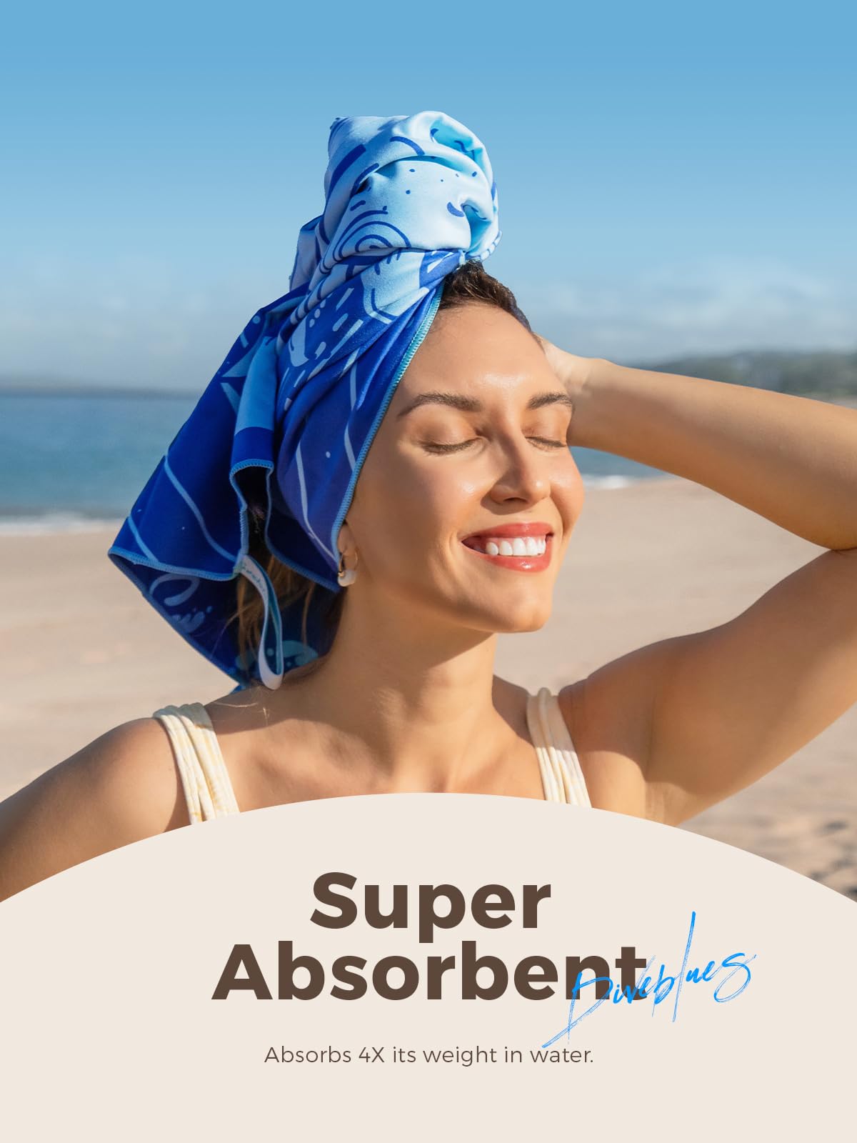 Diveblues Microfiber Beach Towel Fast Drying, Extra Large 71" x 32" Sand Free Beach Towel Super Lightweight Towels for Swimming Pool, Camping, Picnic