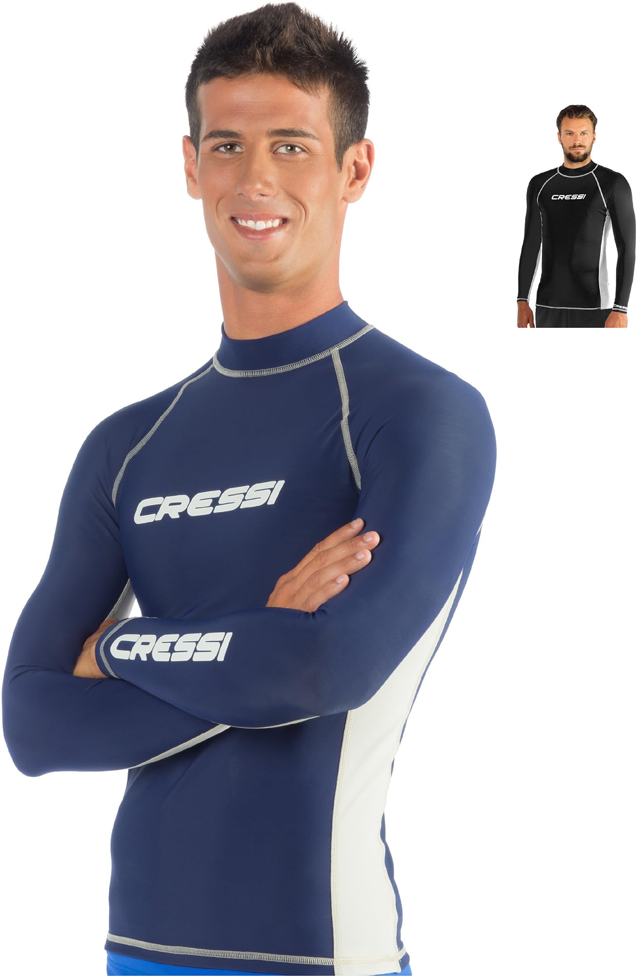 Cressi Men's Lycra Skin Long Sleeve Rash Guard UV Sun Protection (UPF) 50+, Blue, M/3 (38/40)