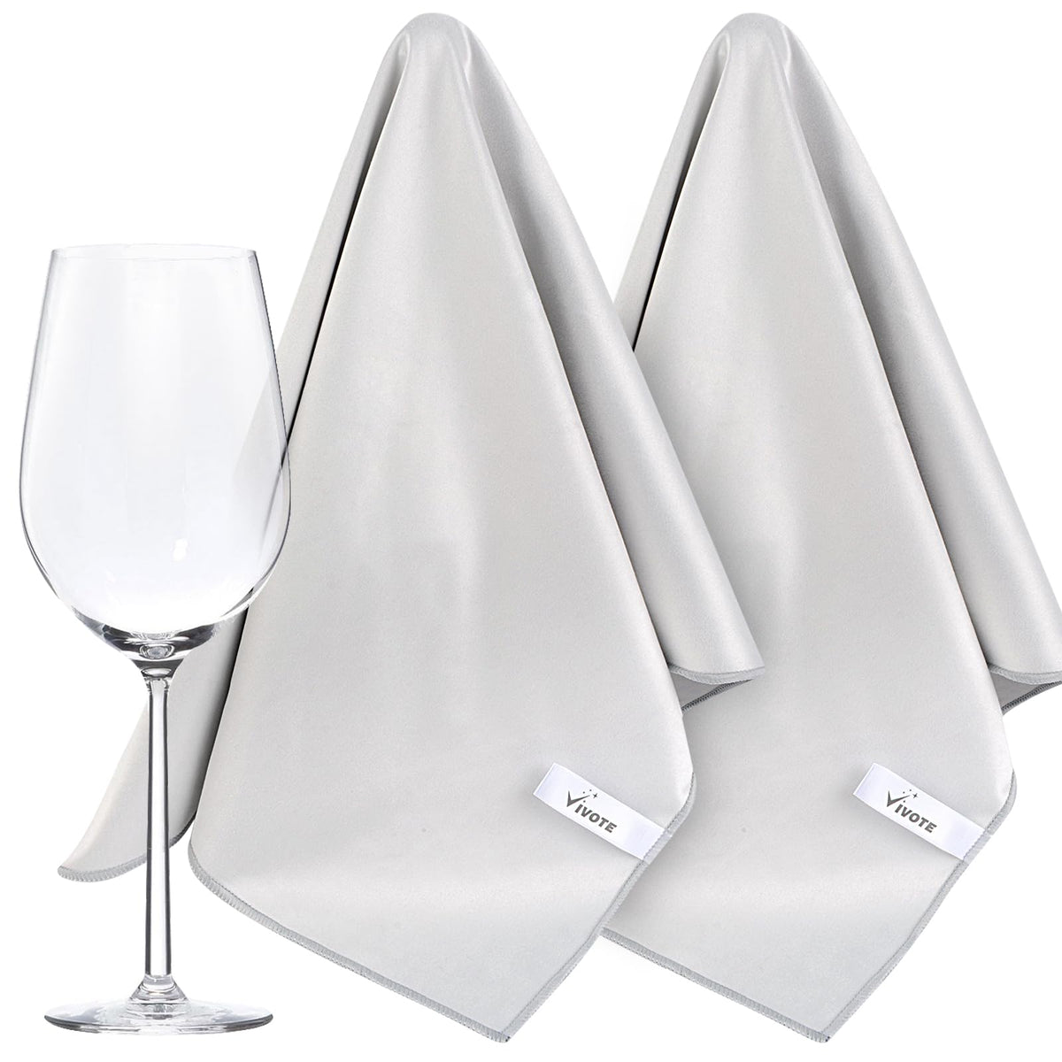 VIVOTE Microfibre Glass Cleaning Cloths 51x70cm, 2 Packs Large No Lint Window Cleaning Cloths, Reusable Wiping Polishing Cloths for Glass, Lenses,