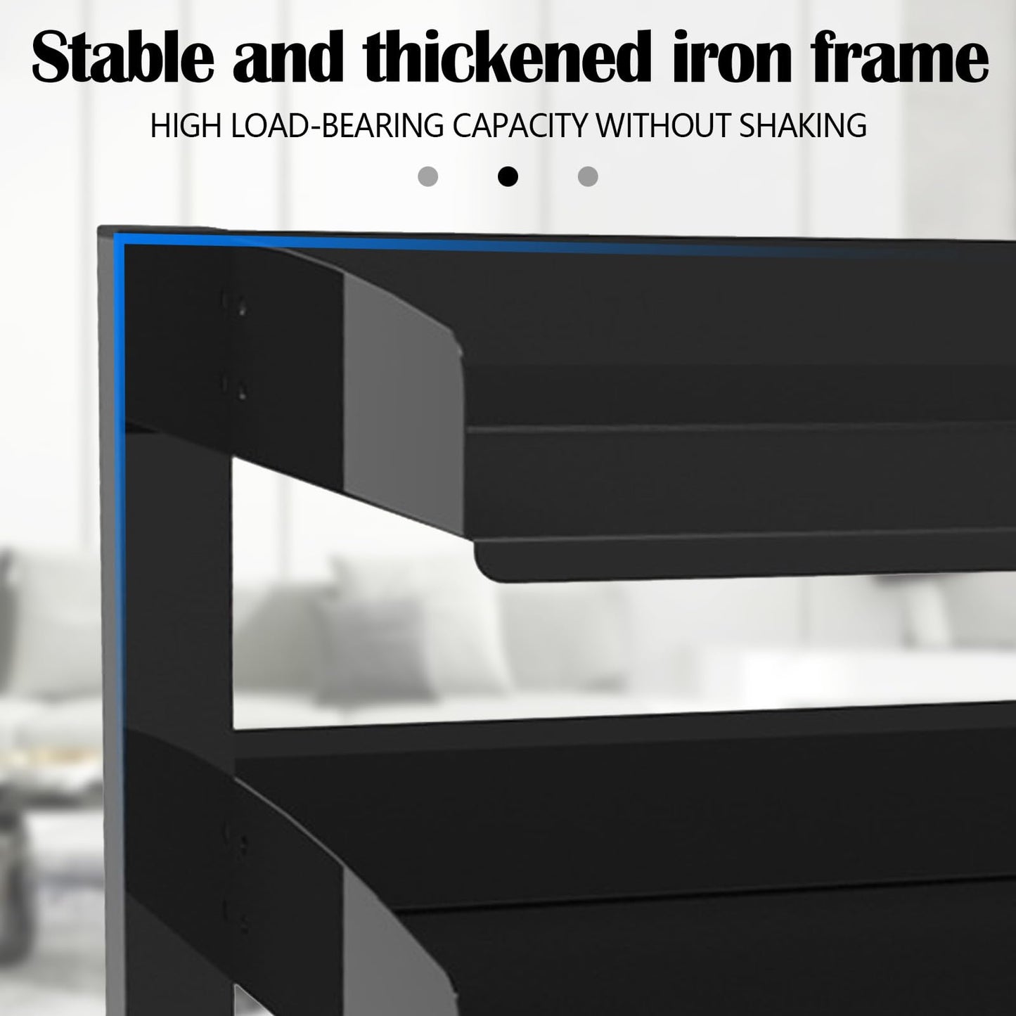 Ysislybin Desk Shelf, Clampable Desk Organizer Shelf, 3-Tier Clip-On Table Frame, Black Storage Rack, Table Top Rack for Home, Office And School