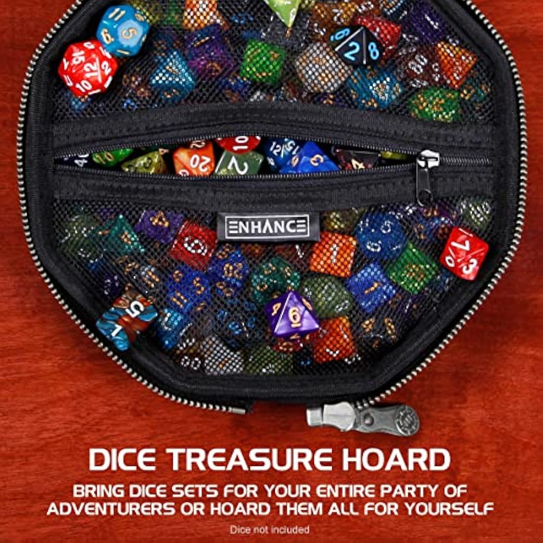 ENHANCE DnD Dice Tray and Case - Collector's Edition DnD Dice Holder for up to 150 D&D Shakers with Hard Shell Exterior and Protective Soft Interior - Rolling Tray Perfect for Game Night (Dragon Blue)
