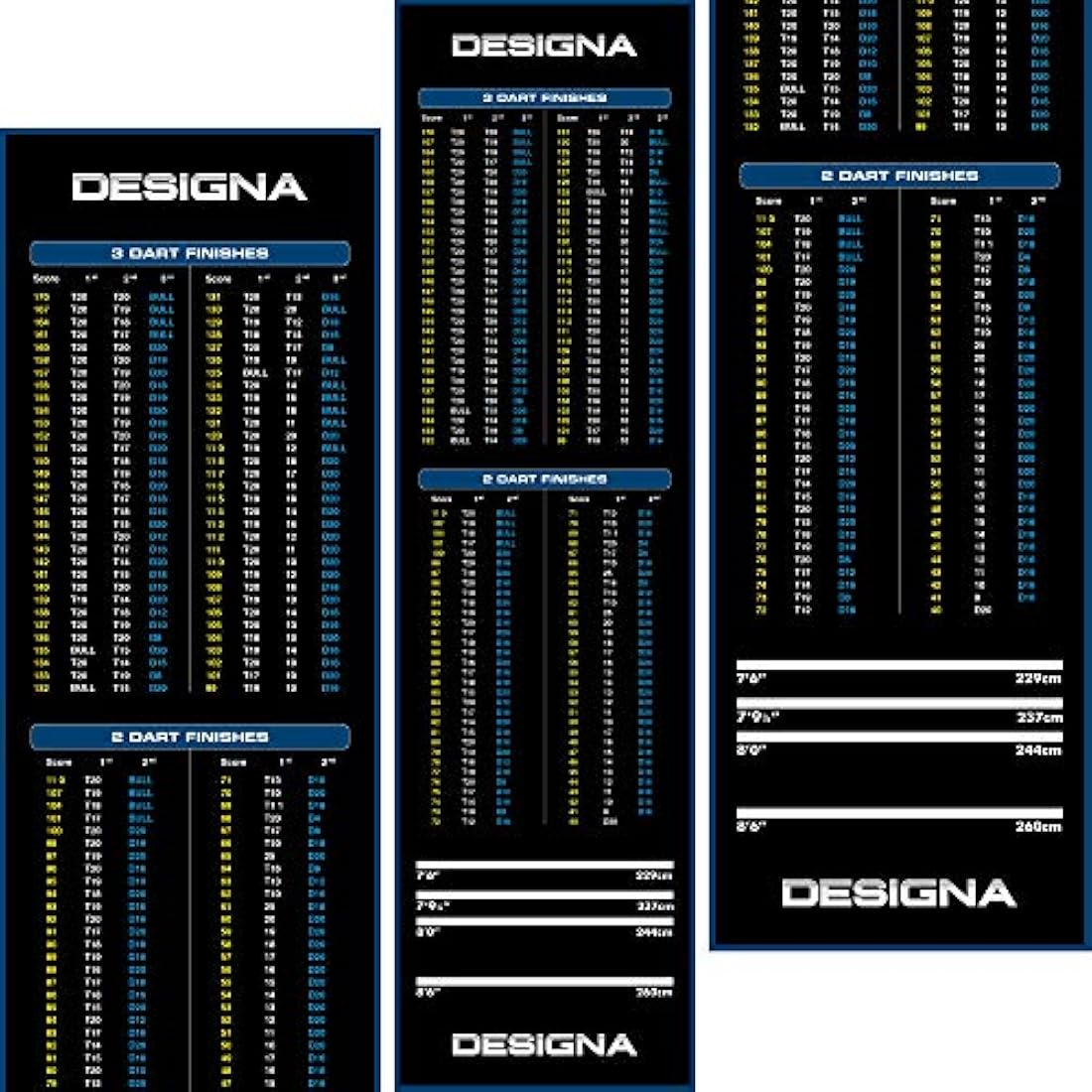Designa Darts | Non Slip Carpet Darts Mat with Checkout Design | Multiple Colours & Sizes.