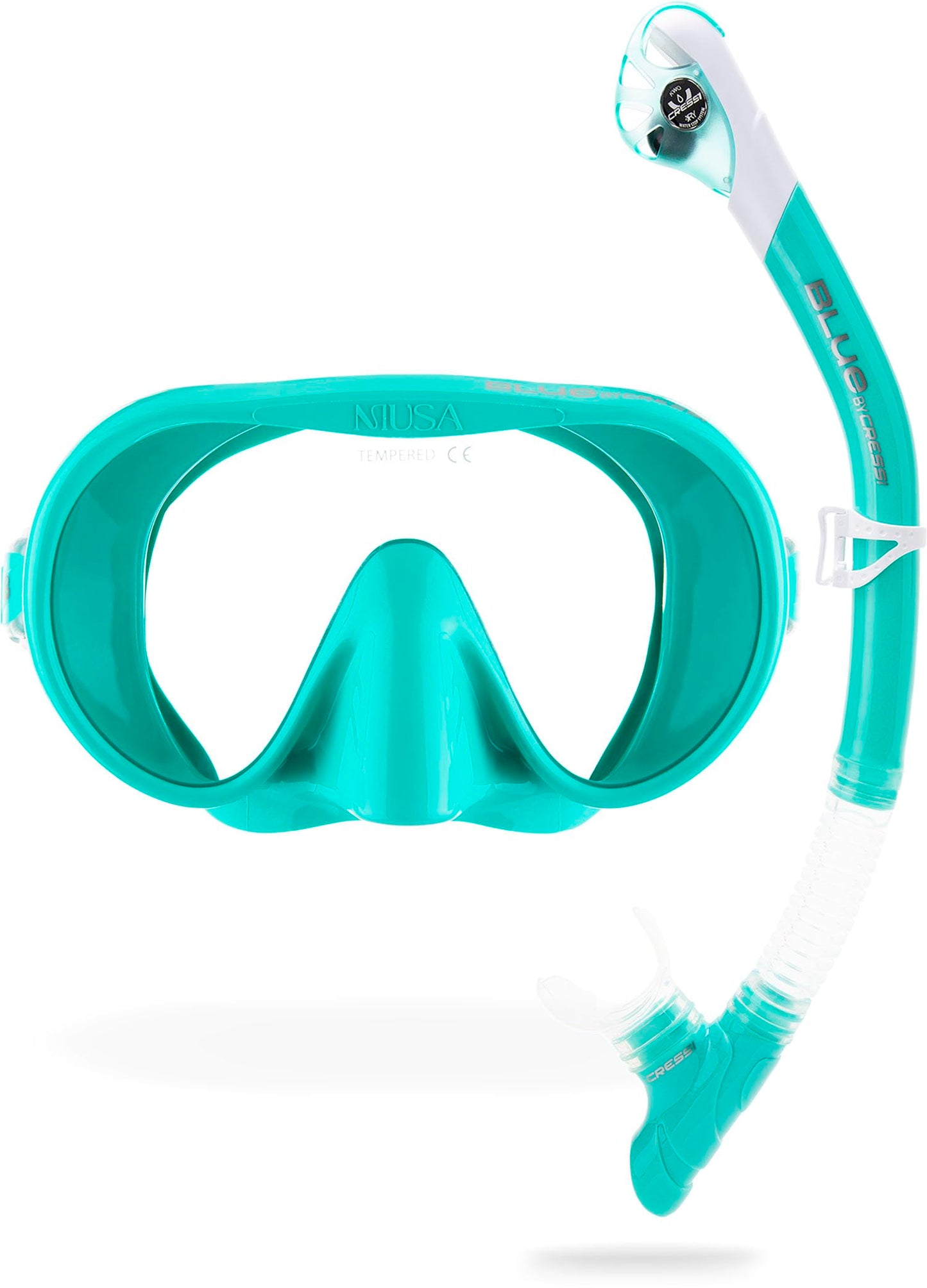 CRESSI Musa+Scilla Combo Aqua Green - Adult Combo Set Musa Snorkeling Mask and Scilla Snorke, Aqua Green, One Size