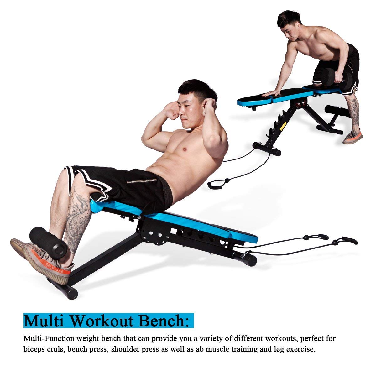 JX FITNESS Adjustable Weight Bench Home Training Gym Weight Lifting Sit Up Ab Bench Flat Incline Decline Multiuse Exercise Workout Bench