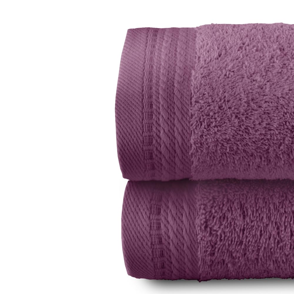 Top Towel - Premium - Large Bath Towels - Bath Towels - 2 Face Towels or Bidet -30x50cm - 100% Cotton - 600g - Eggplant