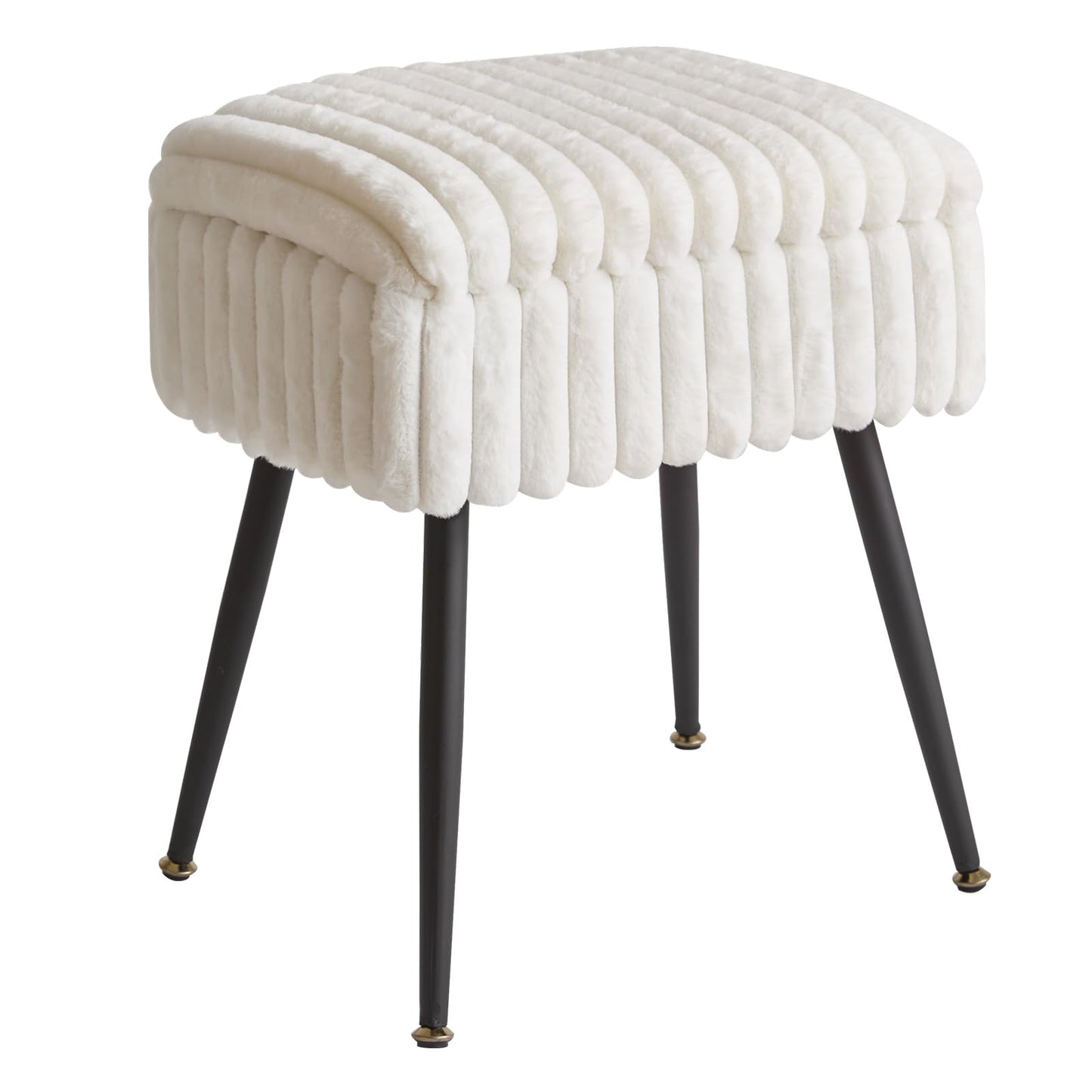 Aibiju Velvet Rectangular Footrest Stool Ottoman, Make up Stool with Storage Space, for Home Living Room Fitting Room Bedroom, White YD-MS151W