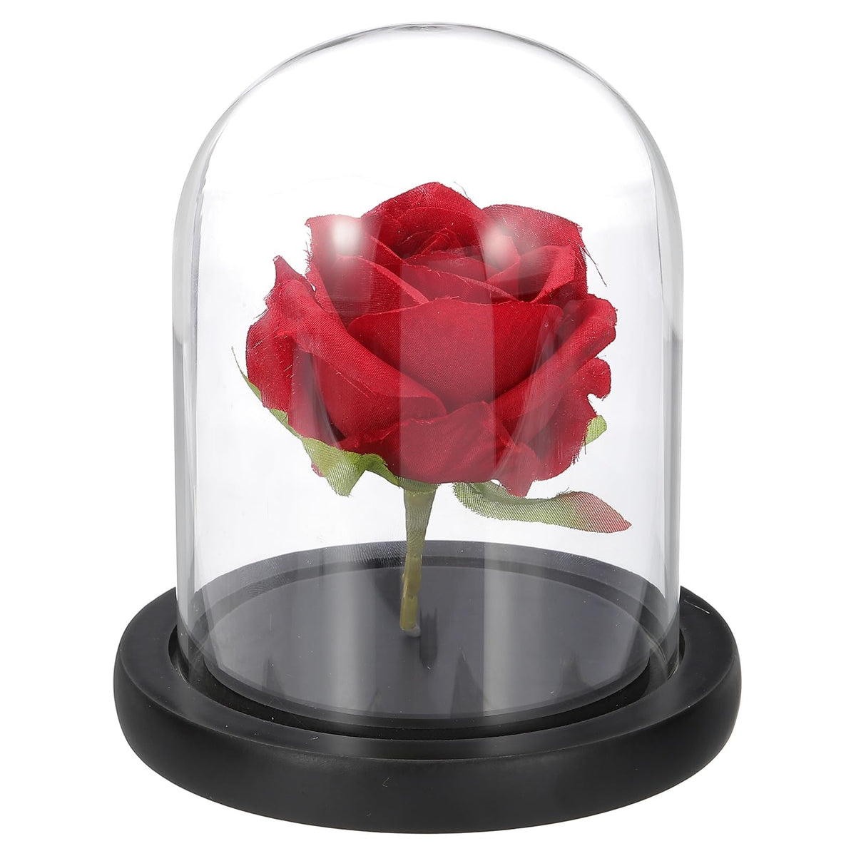 sourcing map Glass Cloche Display Dome, 5.1" x 3.9" Glass Dome Display Case Wood Base Tabletop Jar Case Decorative Bell Jar for Plant Home Decor