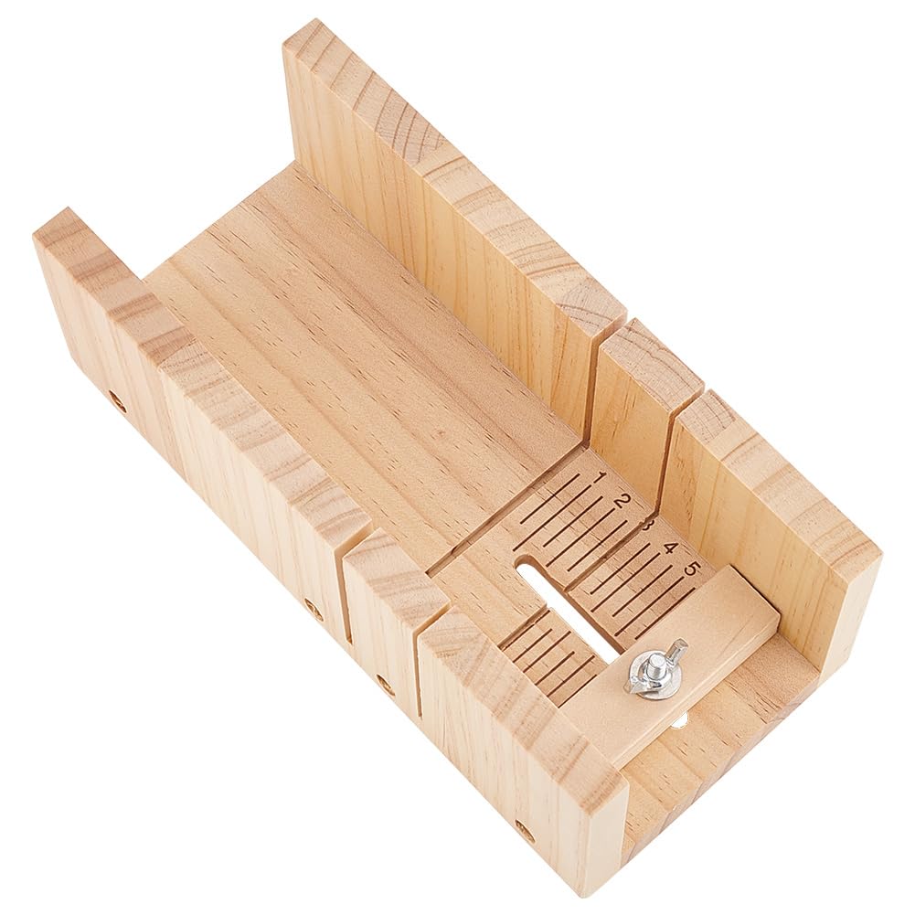 PH PandaHall Wooden Soap Cutting Box, Soap Loaf Cutter Soap Cutter Adjustable Wood Soap Cutting Tool Soap Trimming for DIY Handmade Soap Making,