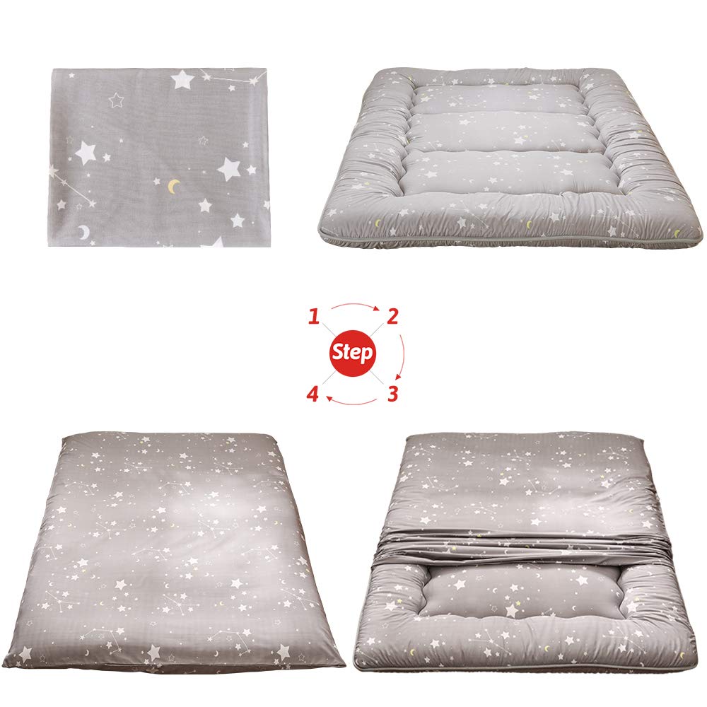 MAXYOYO Japanese Floor Mattress Futon Mattress, Thicken Tatami Mat Sleeping Pad Foldable Roll Up Mattress Dormitory Mattress Pad Floor Lounger Pillow