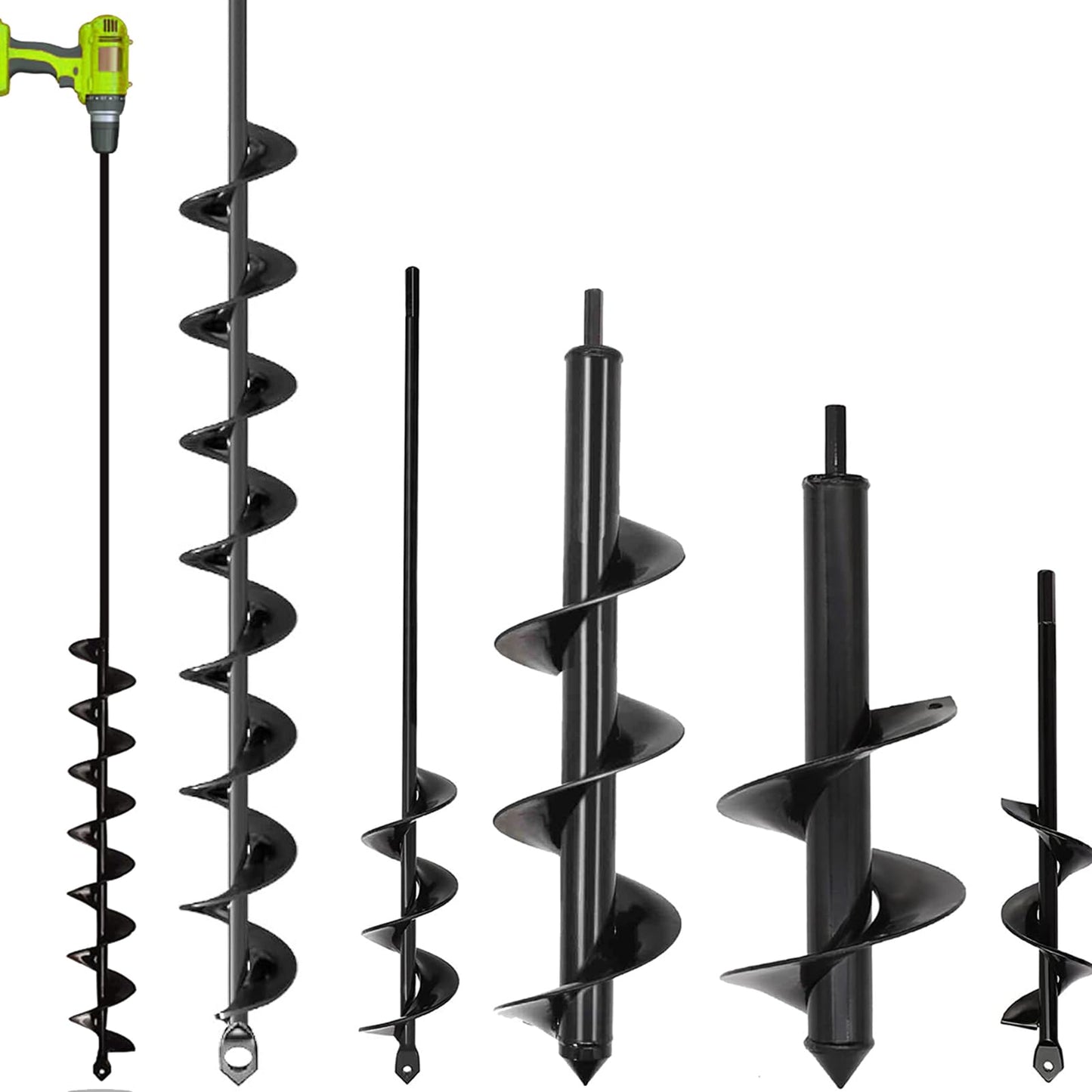 SYITCUN 5 Set Auger Drill Bit for Planting,Heavy Duty Garden Auger Spiral Drill Bit Bulb Planter Tool for Planting Bedding Plants,Universal for