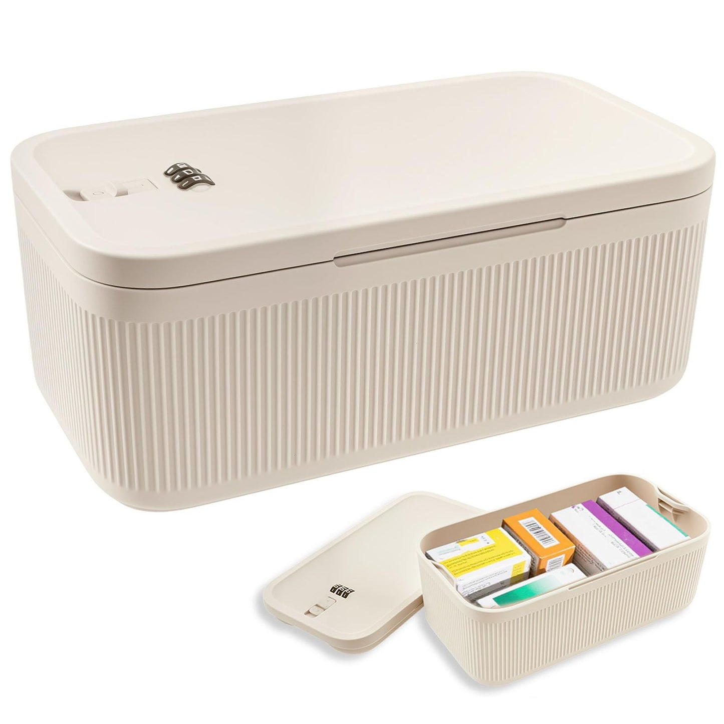 KTCINA Small Lockable Storage Box with Combination Code, Portable Medication Lockable Container for Refrigerator Locked Storage Box for Medicine