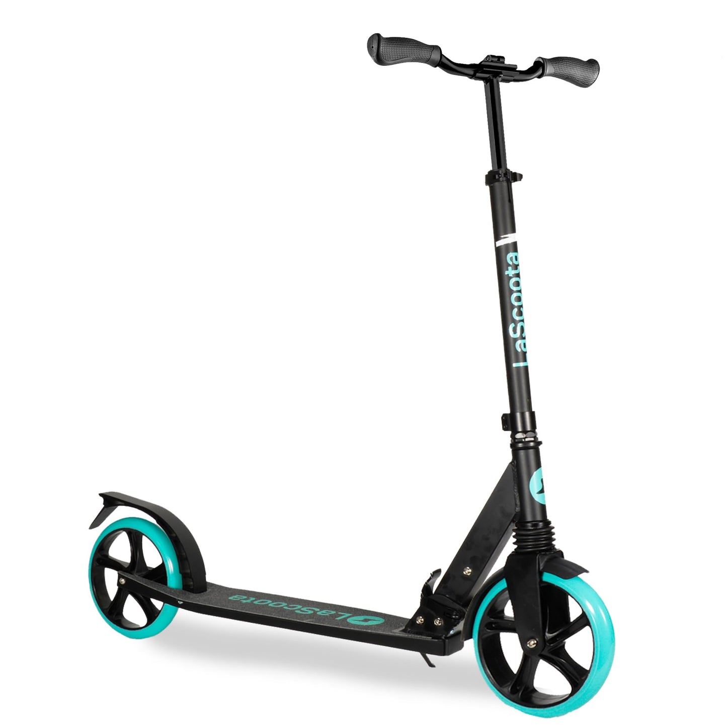 LaScoota Foldable Adult Scooter - Also Great as a Scooter for Kids Ages 8-12 & Teenagers 11-15 - Big 200mm Wheels - Kick Scooters With Shock