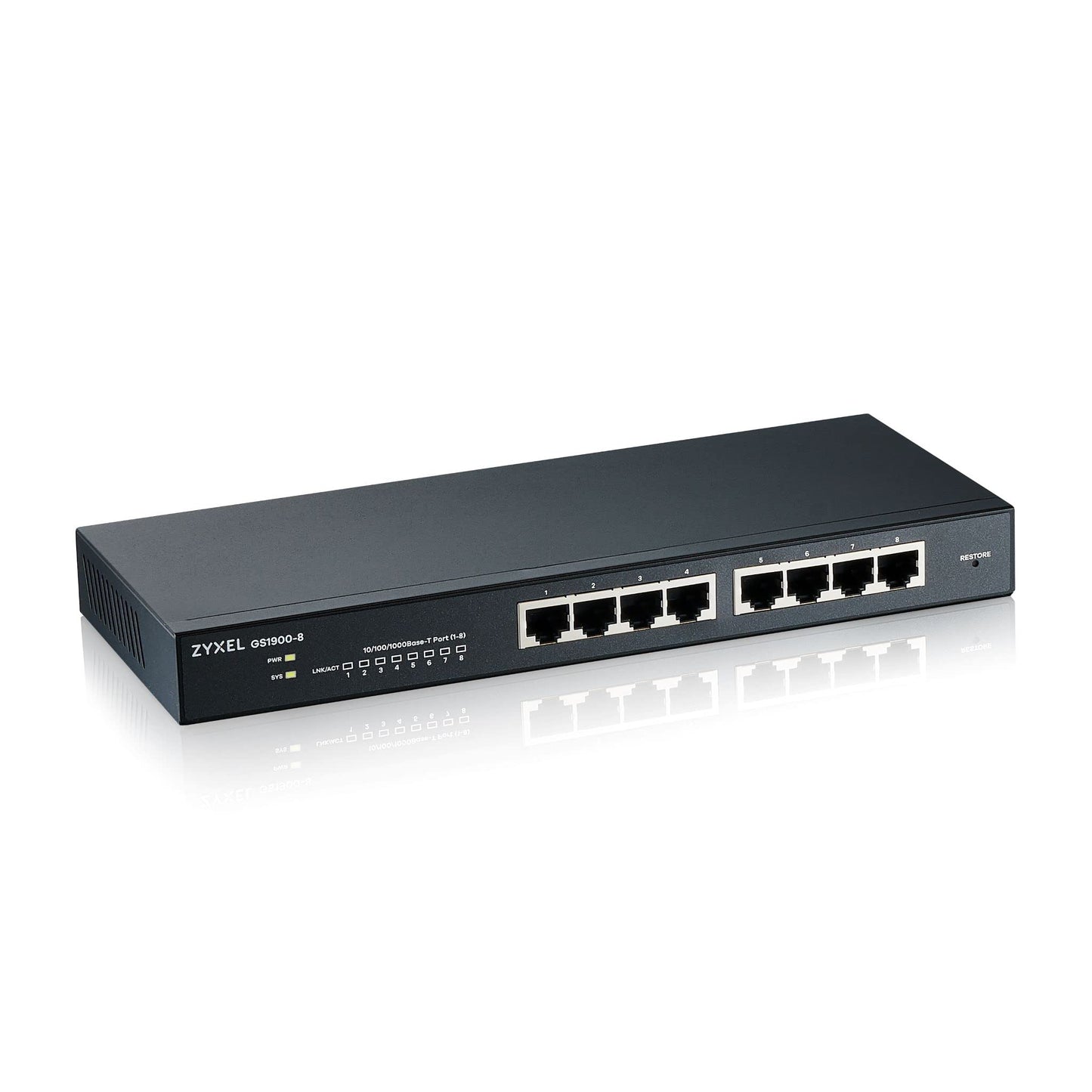 Zyxel 8-Port Gigabit Switch | Smart-Managed | Desktop/Wallmount | Fanless | VLAN, IGMP, QoS | [GS1900-8]