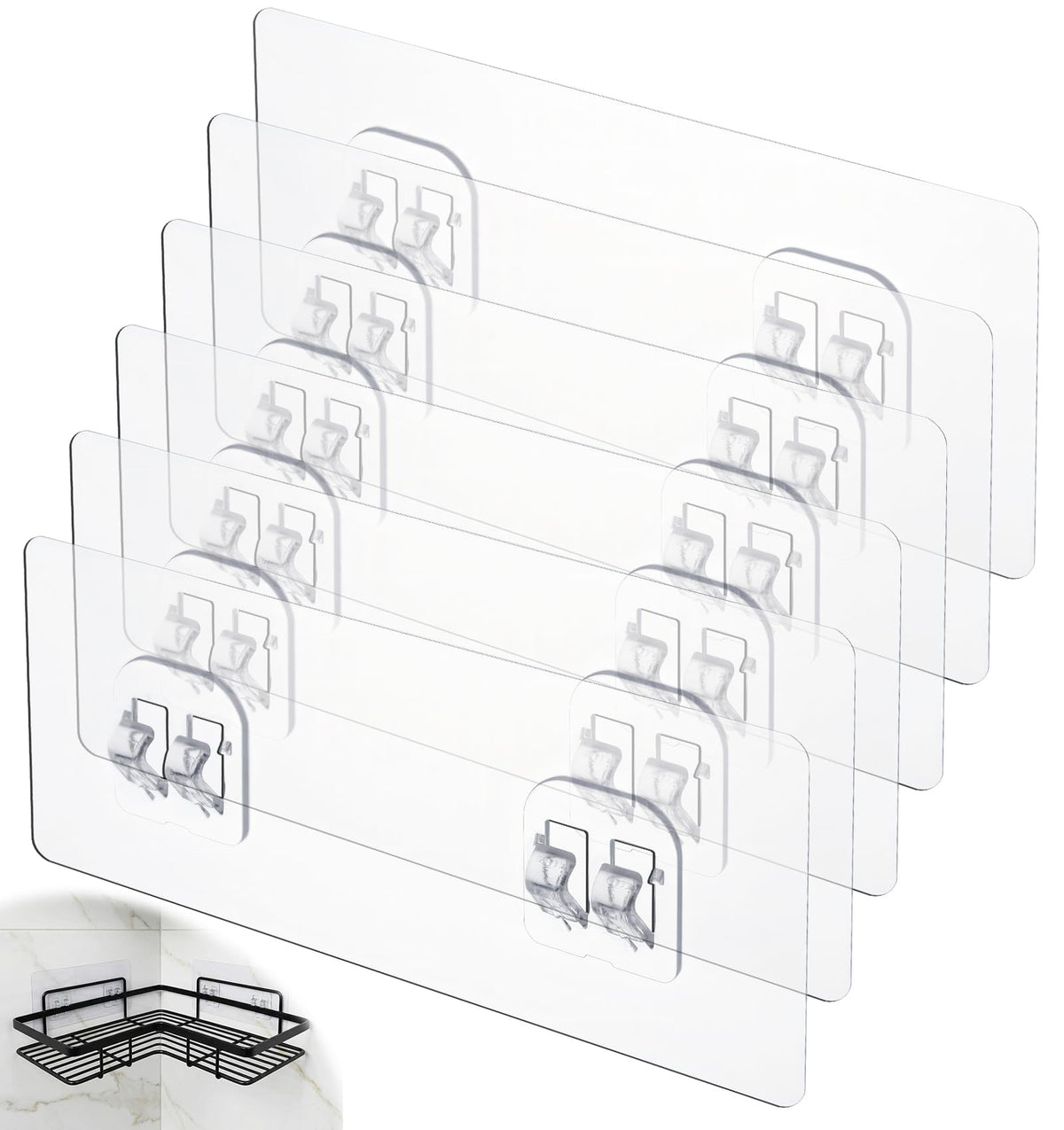 FRCTLNKG Shower Caddy Adhesive Replacement, 6 Pack, for Shelves