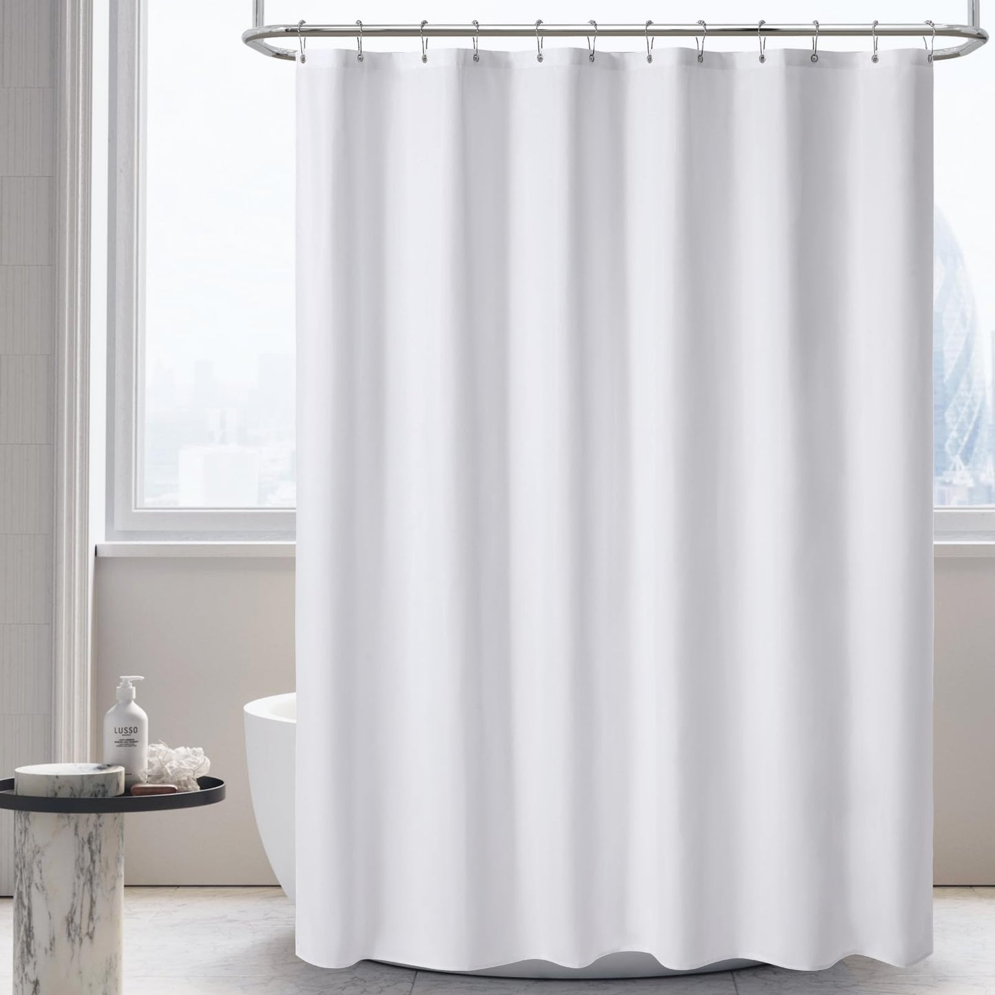 PILOTSHARK 120GSM Ultimate Waterproof Fabric Shower Curtain Liner - TPU Lamination Technology with 3 Magnets,Machine Washable,180x181.5 cm Soft Cloth
