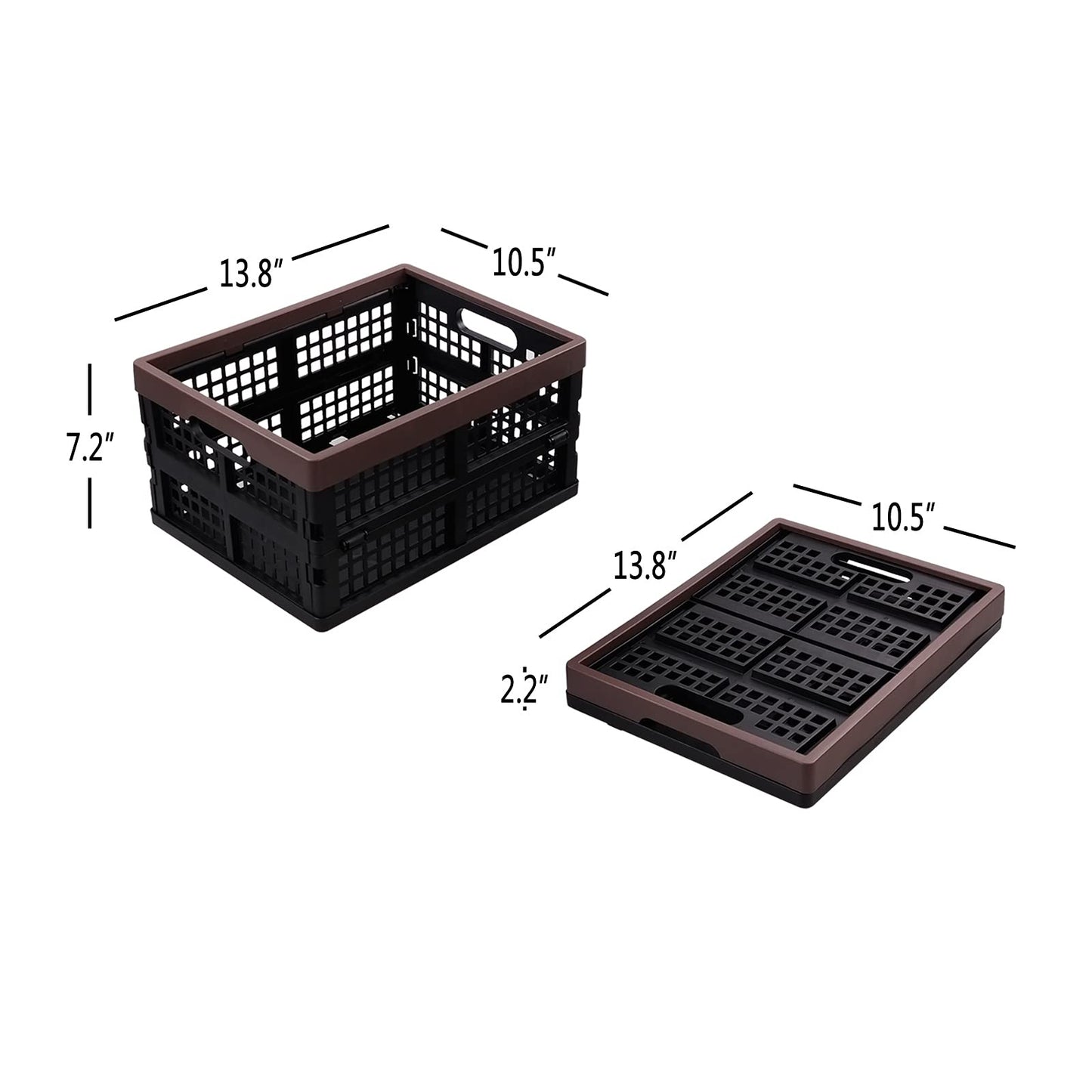 Yesdate Collapsible Storage Crates, Folding Stackable Plastic Boxes, 3-Pack