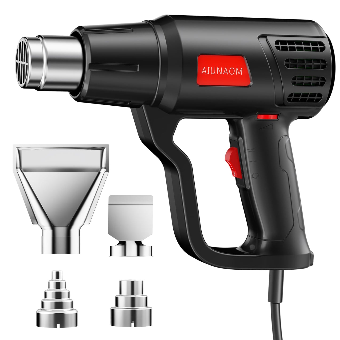 Professional 2000W Heat Gun, AIUNAOM Fast Heating 50?- 650? Hot Air Gun Dual Temp Settings for Paint Removing Heat Shrink Wrapping (Black)