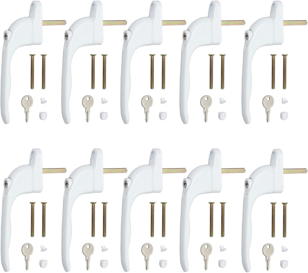 Neoteck 10 Pcs UPVC Window Handle, Double Glazing Universal Espag, White, 43mm
